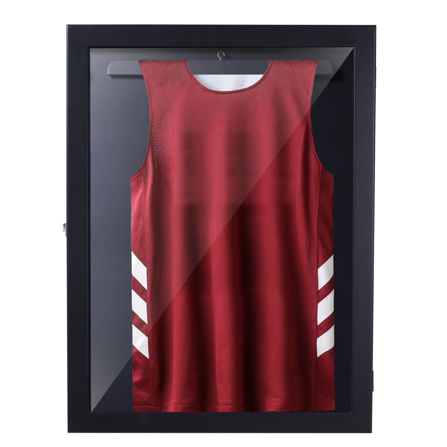 HOMCOM Jersey Frame Display Case Football Baseball Basketball Shirt Shadow Box Cabinet (28”x35” Black)