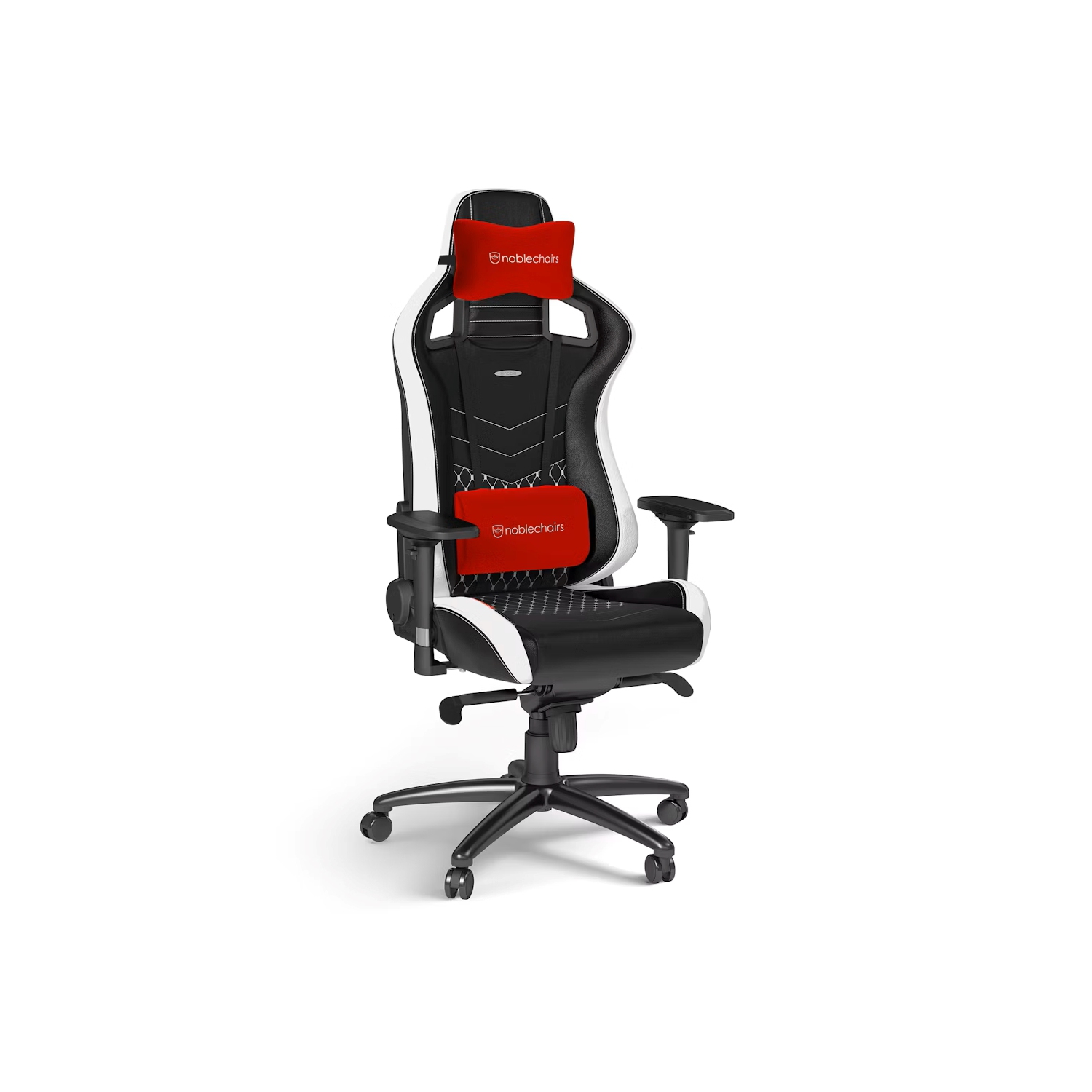 noblechairs EPIC Premium Gaming and Office Chair - Superior Ergonomics, Genuine Real Leather Upholstery, Supports up to 150 kg, Black/Red/White