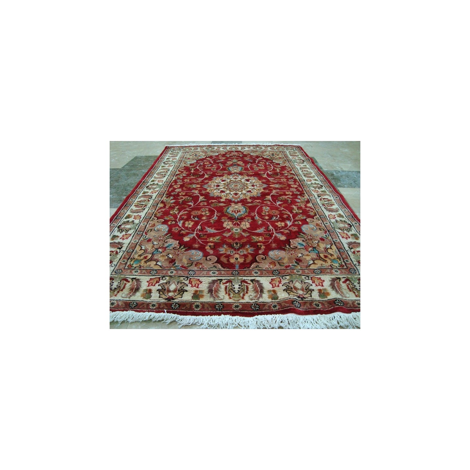 Ahmedani Love Beauty Floral Oriental Hand Knotted Wool Silk Carpet 6.1' x 4.1' Area Rug - Multi-Colour