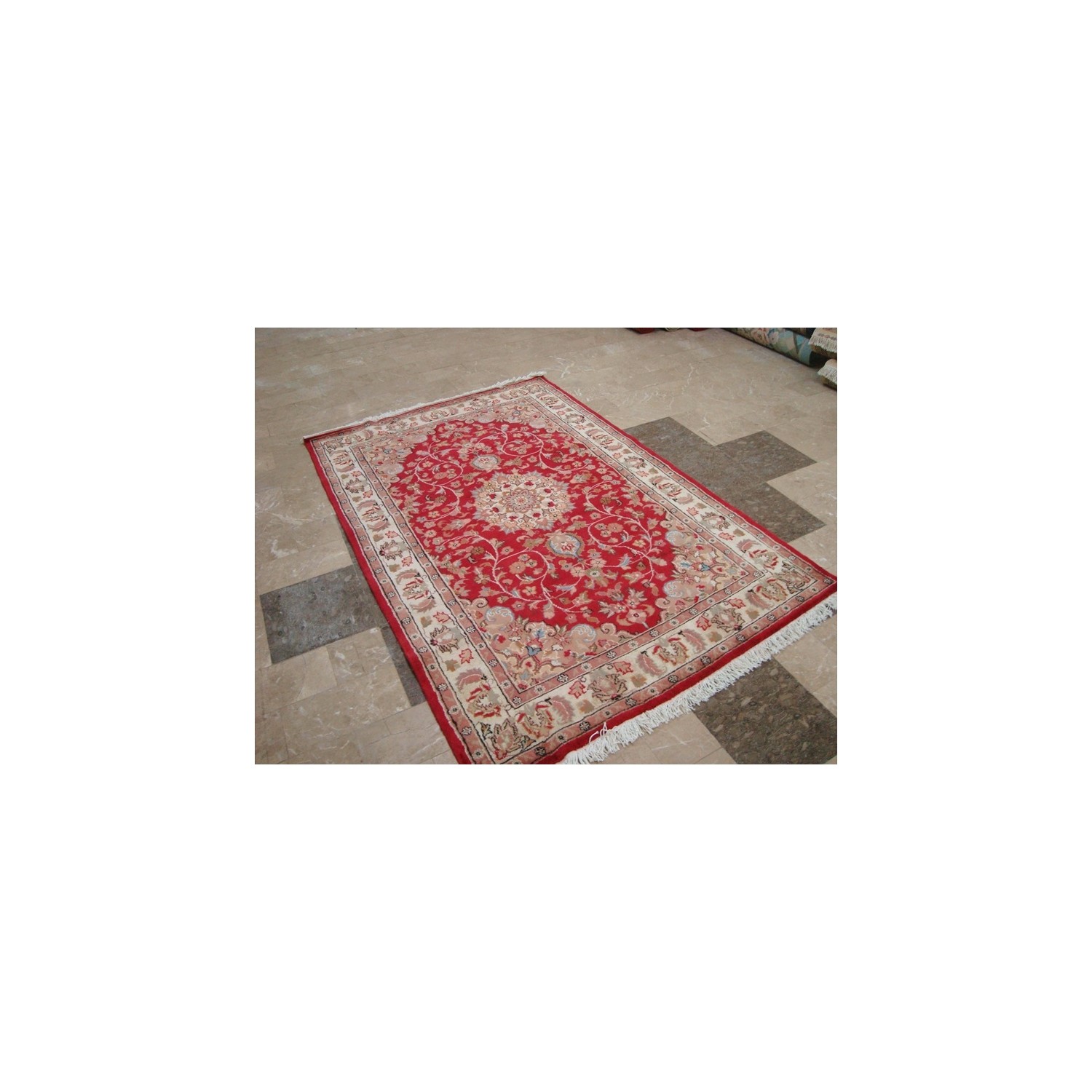 Ahmedani Love Beauty Floral Oriental Hand Knotted Wool Silk Carpet 6.1' x 4.1' Area Rug - Multi-Colour