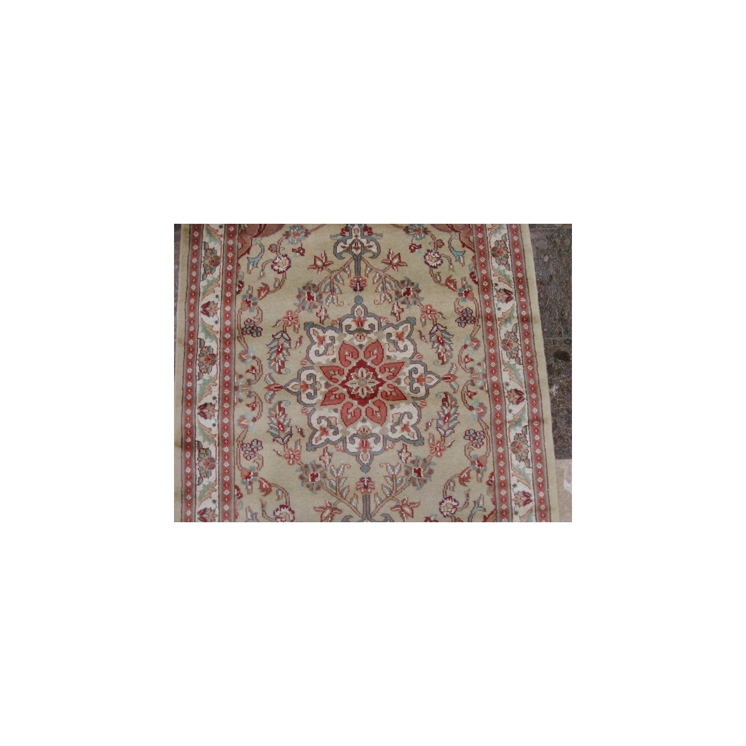 Ahmedani Wow Cream Ivory Floral Oriental Hand Knotted Wool Silk Carpet 4.11' x 3.0' Area Rug - Cream/Ivory