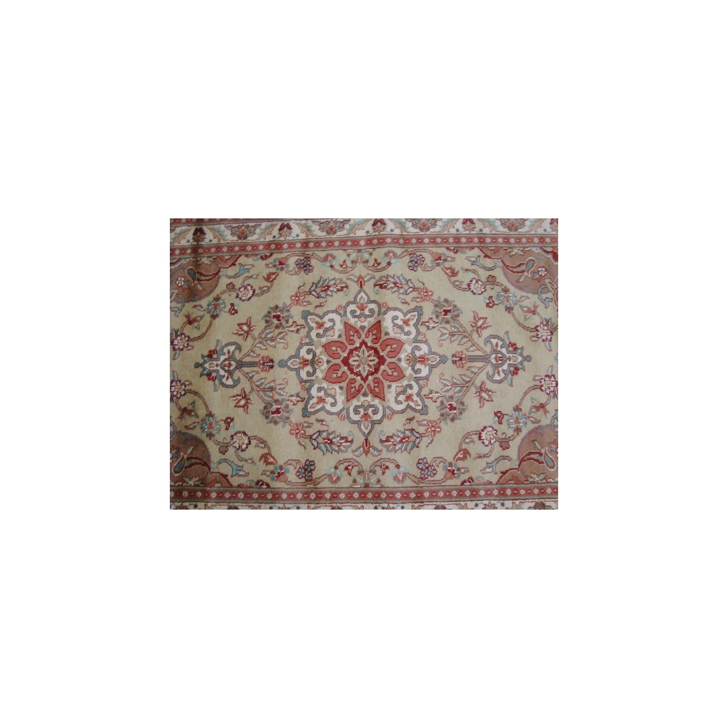 Ahmedani Wow Cream Ivory Floral Oriental Hand Knotted Wool Silk Carpet 4.11' x 3.0' Area Rug - Cream/Ivory