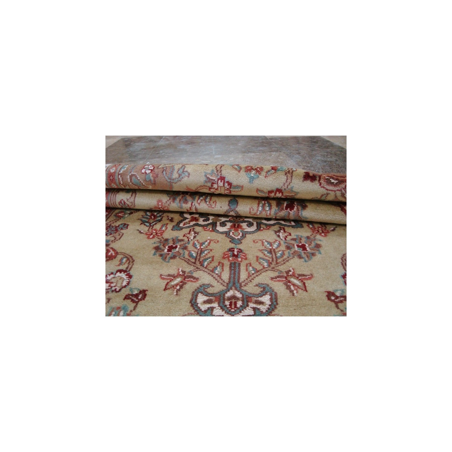 Ahmedani Wow Cream Ivory Floral Oriental Hand Knotted Wool Silk Carpet 4.11' x 3.0' Area Rug - Cream/Ivory