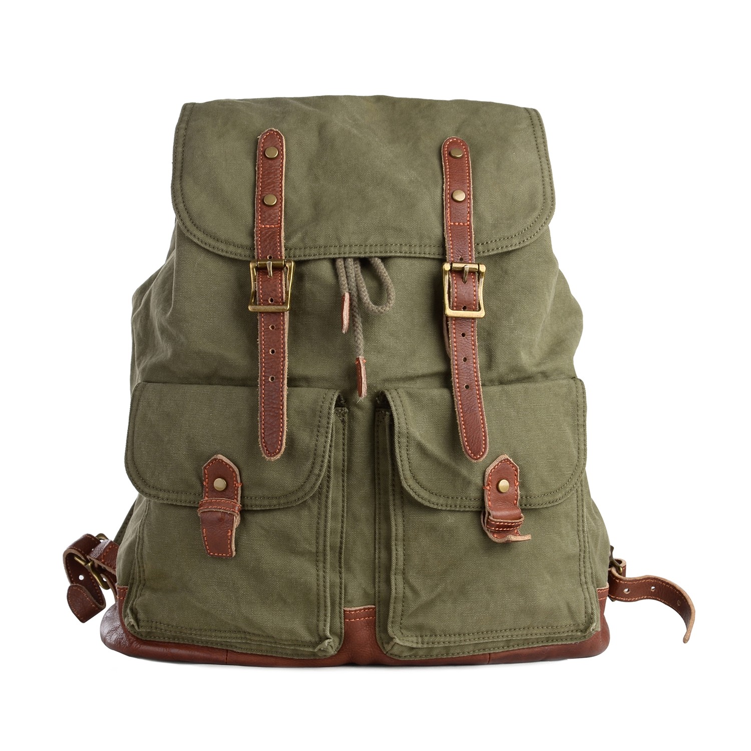 green canvas rucksack