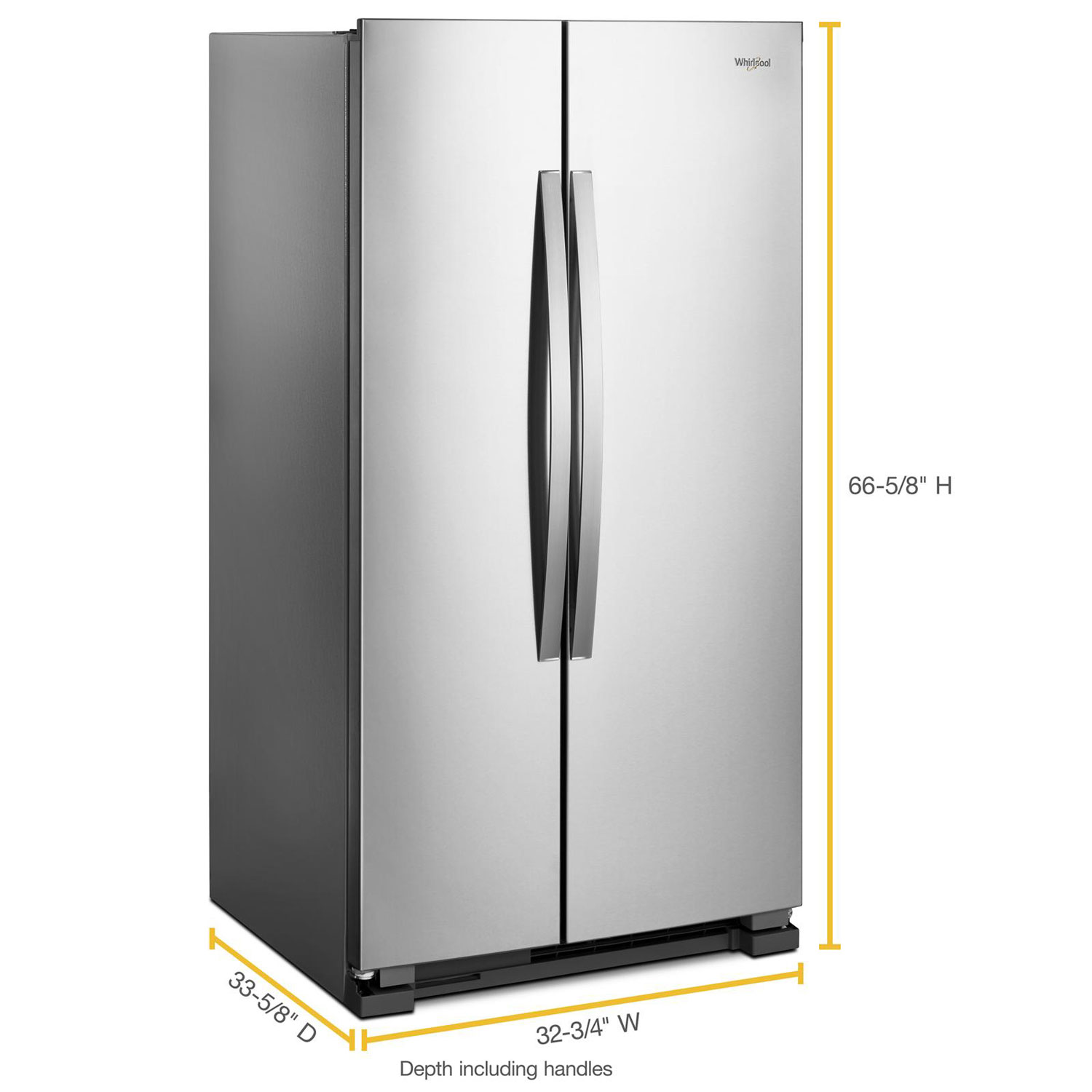 whirlpool 33 inch wide side by side refrigerator wrs312snh