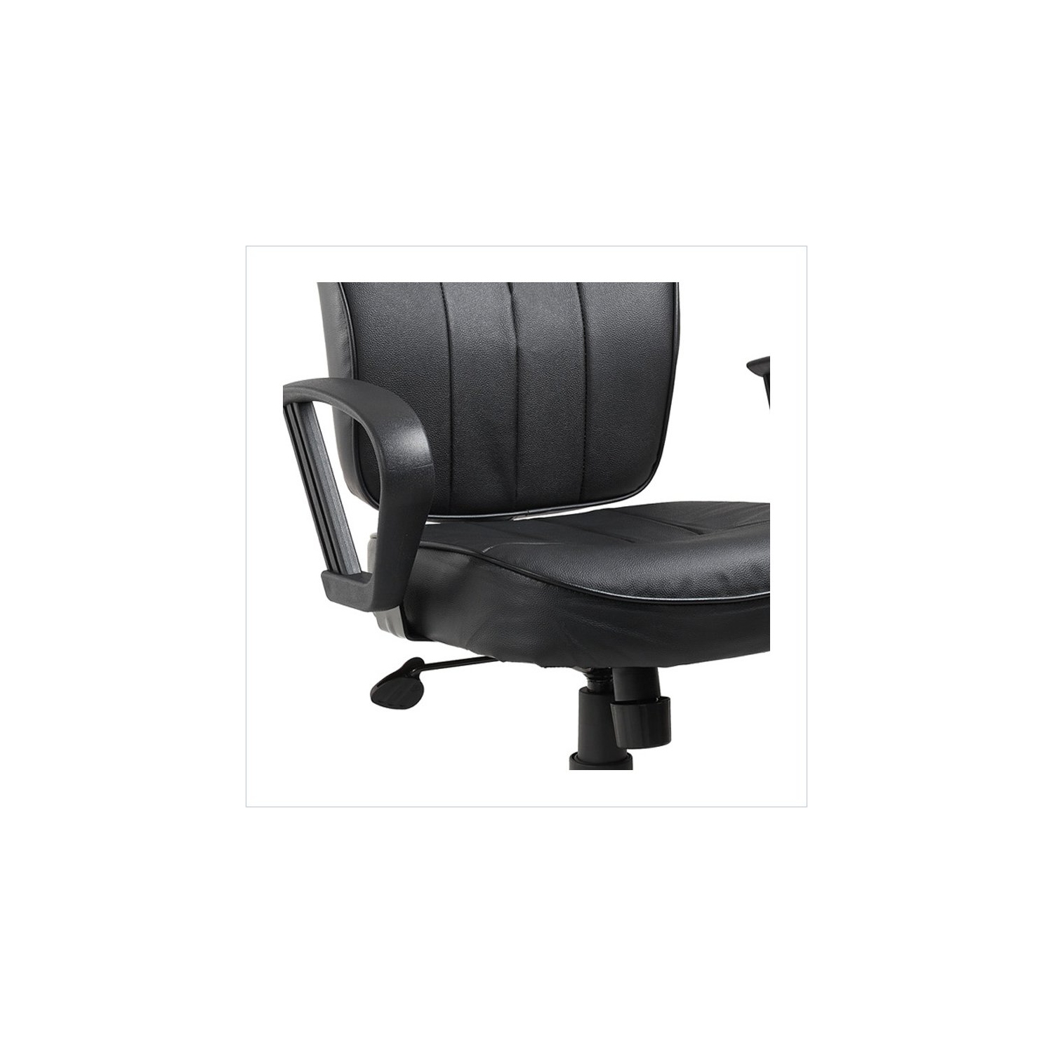 Boss Office Products Black Leather Task Chair with Loop Arms