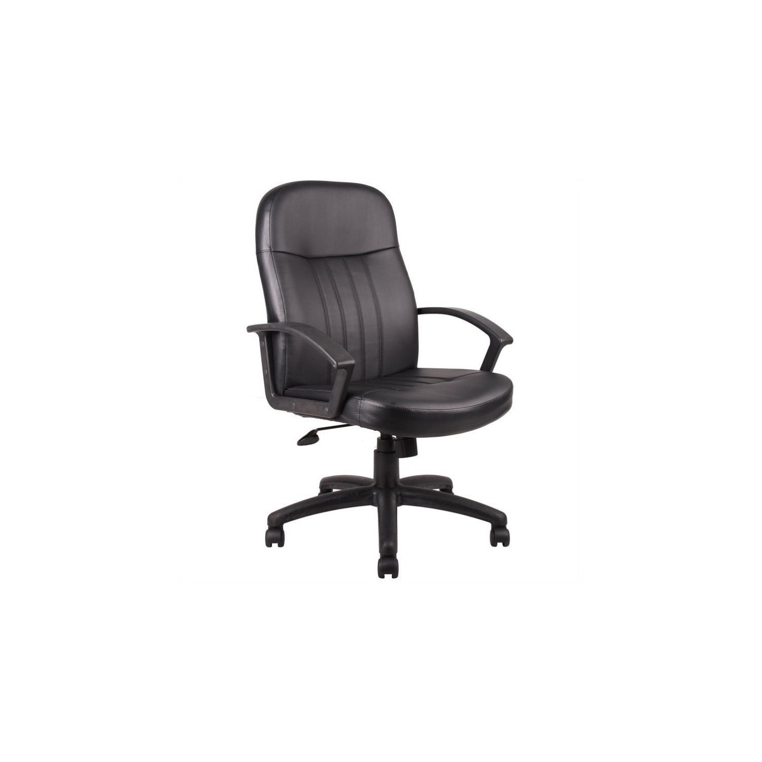 Boss Office Products Leather Contemporary Executive Office Chair in Black