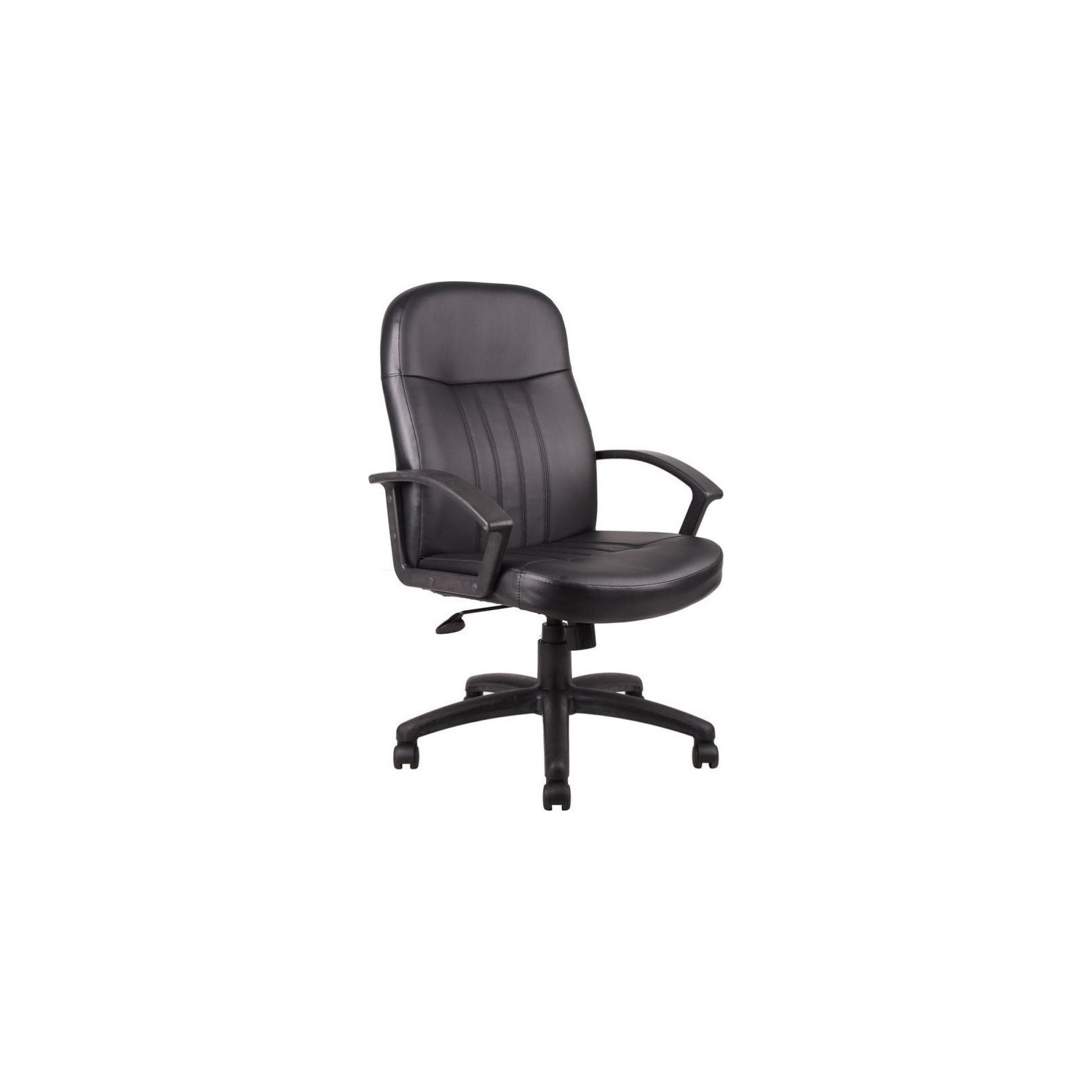 Boss Office Products Leather Contemporary Executive Office Chair in Black