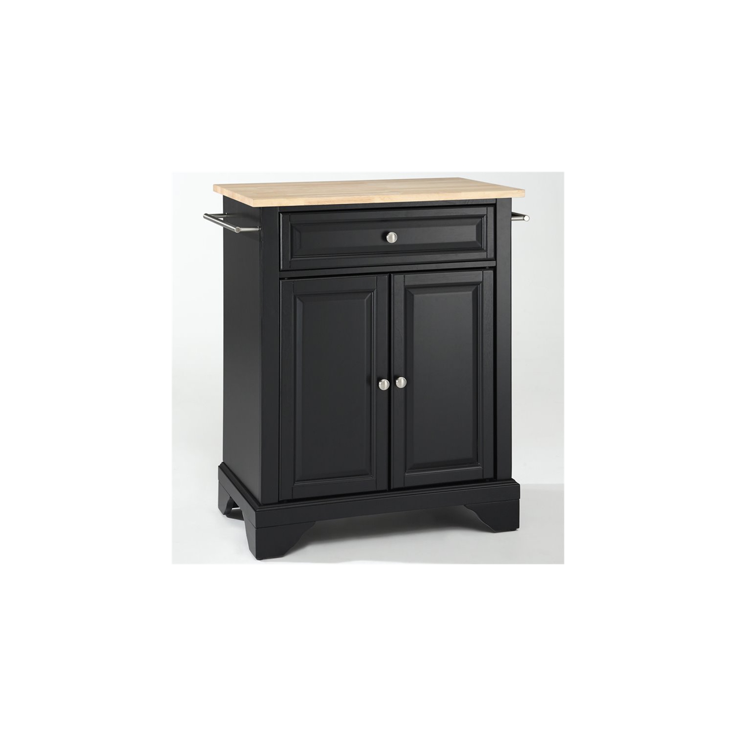 Crosley LaFayette Natural Wood Top Portable Kitchen Island in Black