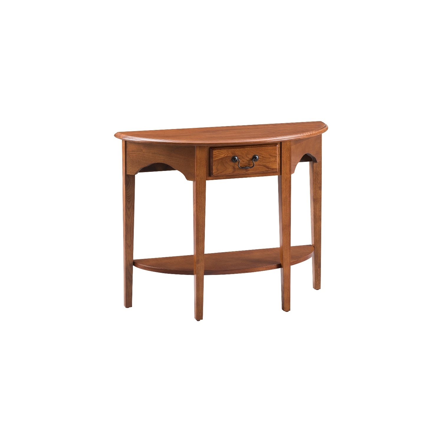 Leick Furniture – Table console en bois en demi-lune au fini chêne moyen