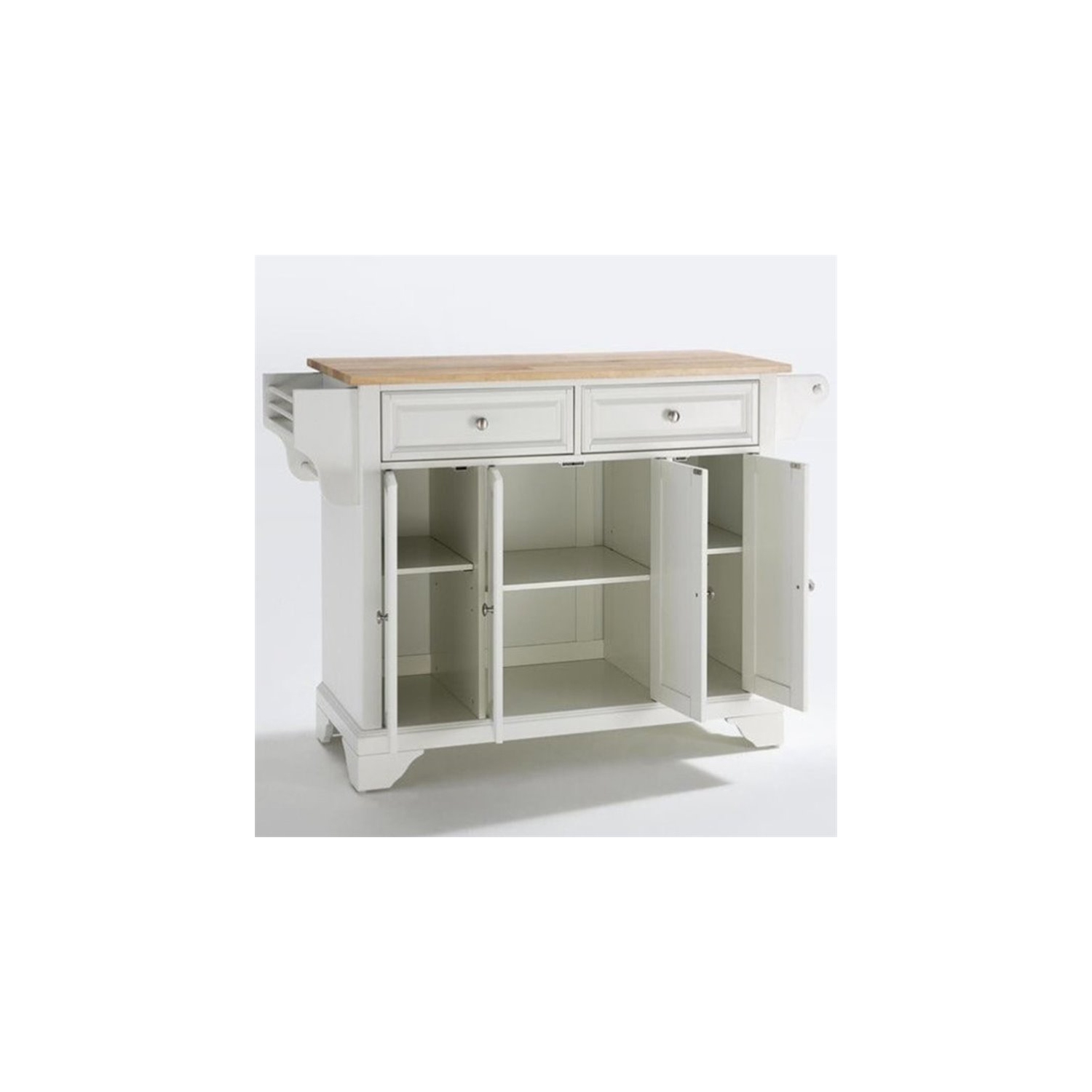 Crosley LaFayette Natural Wood Top Kitchen Island in White
