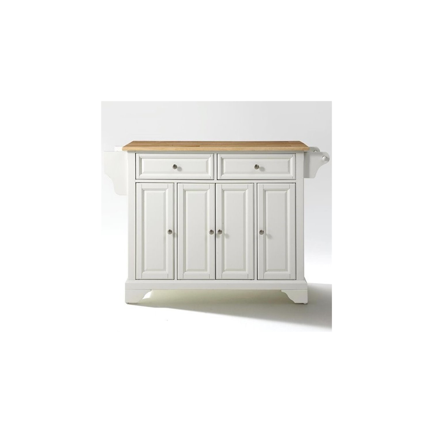 Crosley LaFayette Natural Wood Top Kitchen Island in White