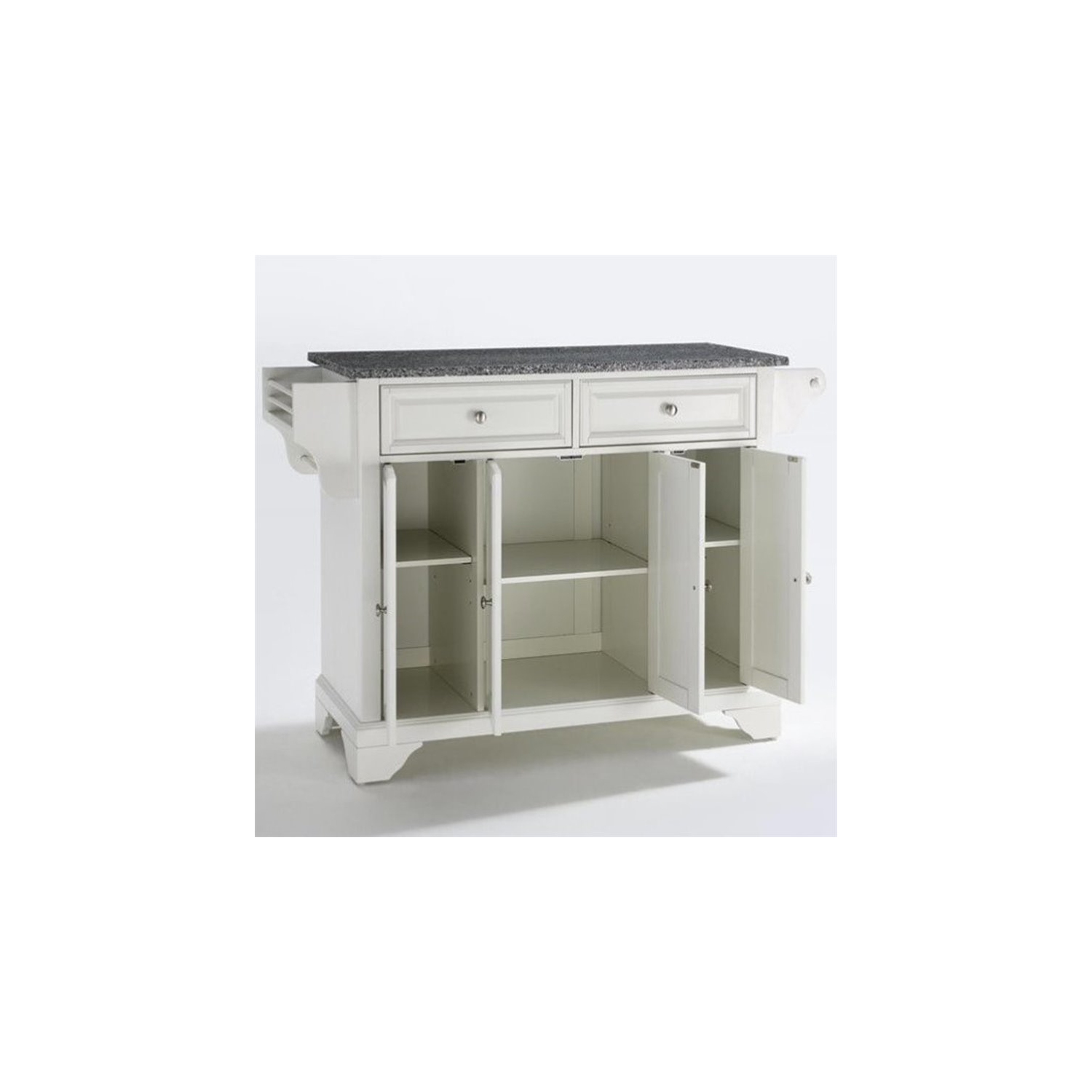 Crosley – îlot de cuisine Lafayette en granite gris en blanc