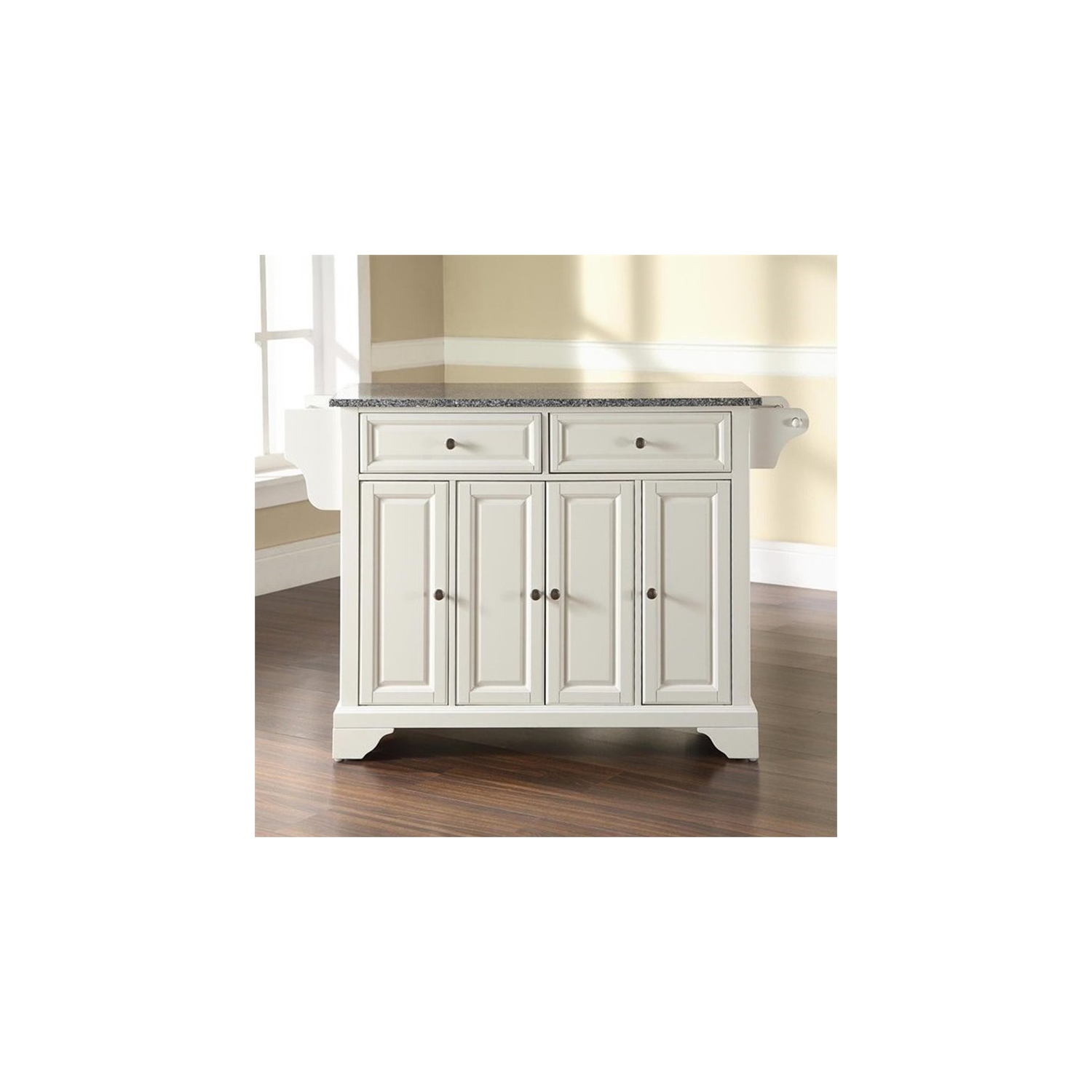 Crosley – îlot de cuisine Lafayette en granite gris en blanc