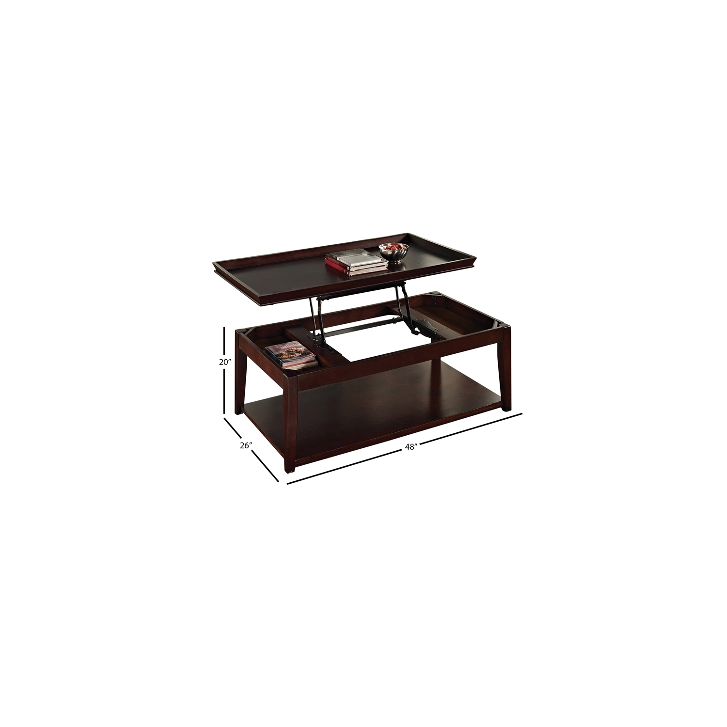 Clemson Lift Top Cocktail Table with Casters in Multi-Step Cherry
