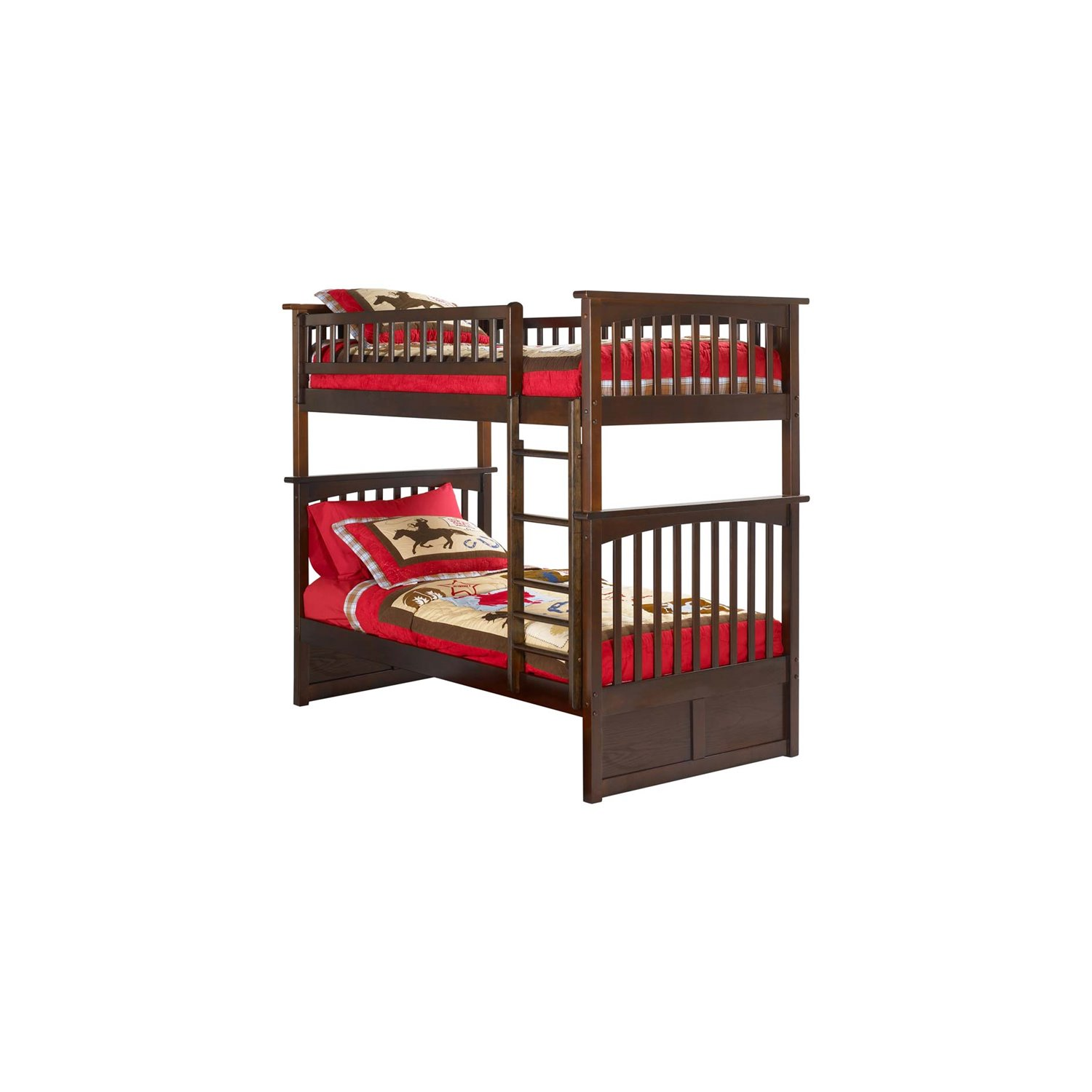 Atlantic Furniture Columbia Twin Over Twin Bunk Bed in Walnut
