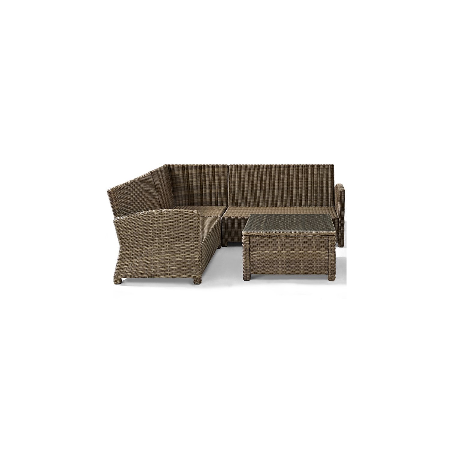 Crosley Bradenton 4 Piece Wicker Patio Sectional Set in Brown and Navy