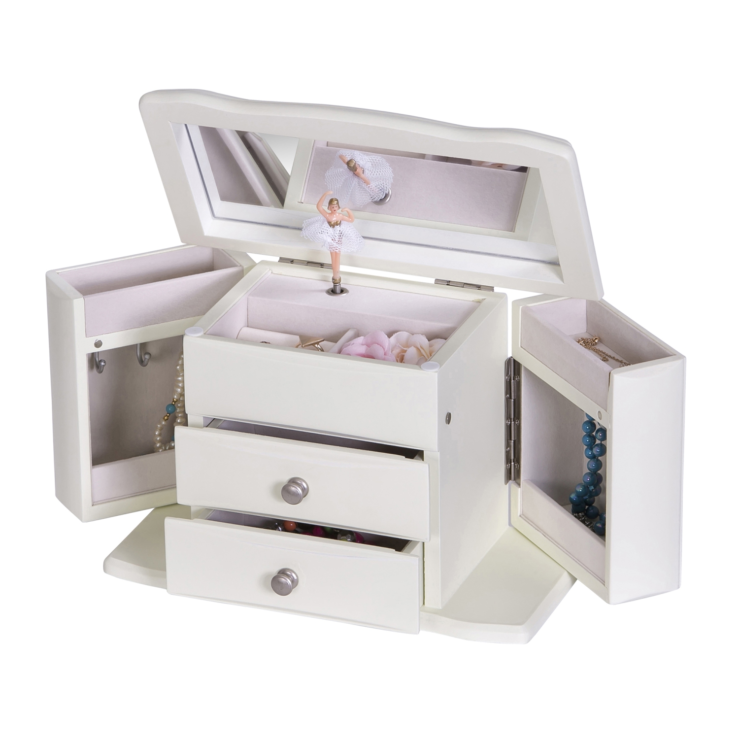 Mele Angelica Girl's Musical Ballerina Jewelry Box in Ivory