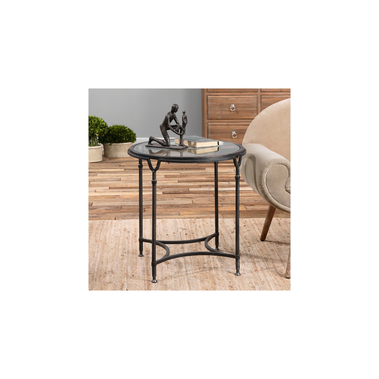Uttermost Samson Glass Side Table