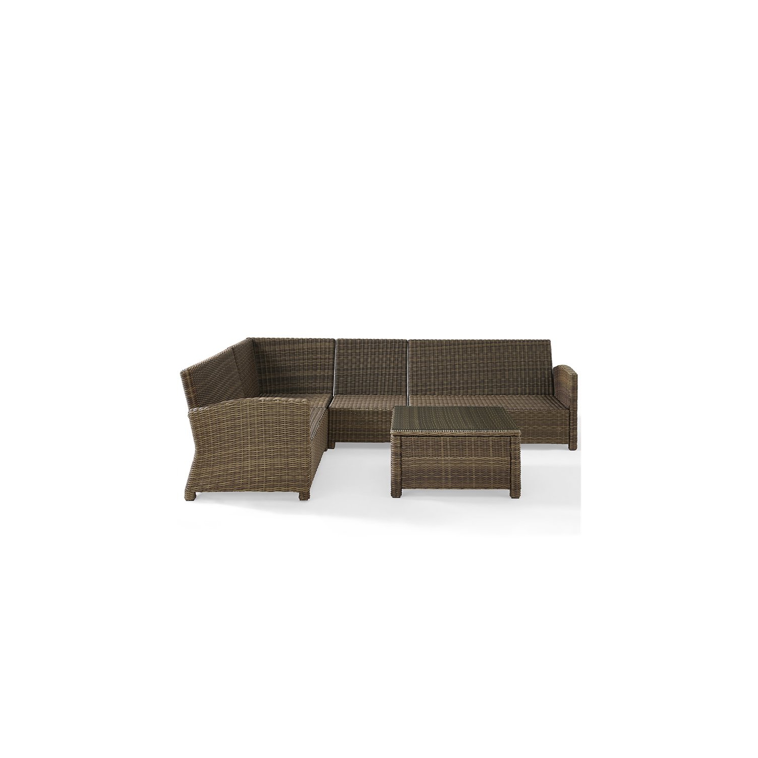 Crosley Bradenton 5 Piece Wicker Patio Sectional Set in Brown and Sangria