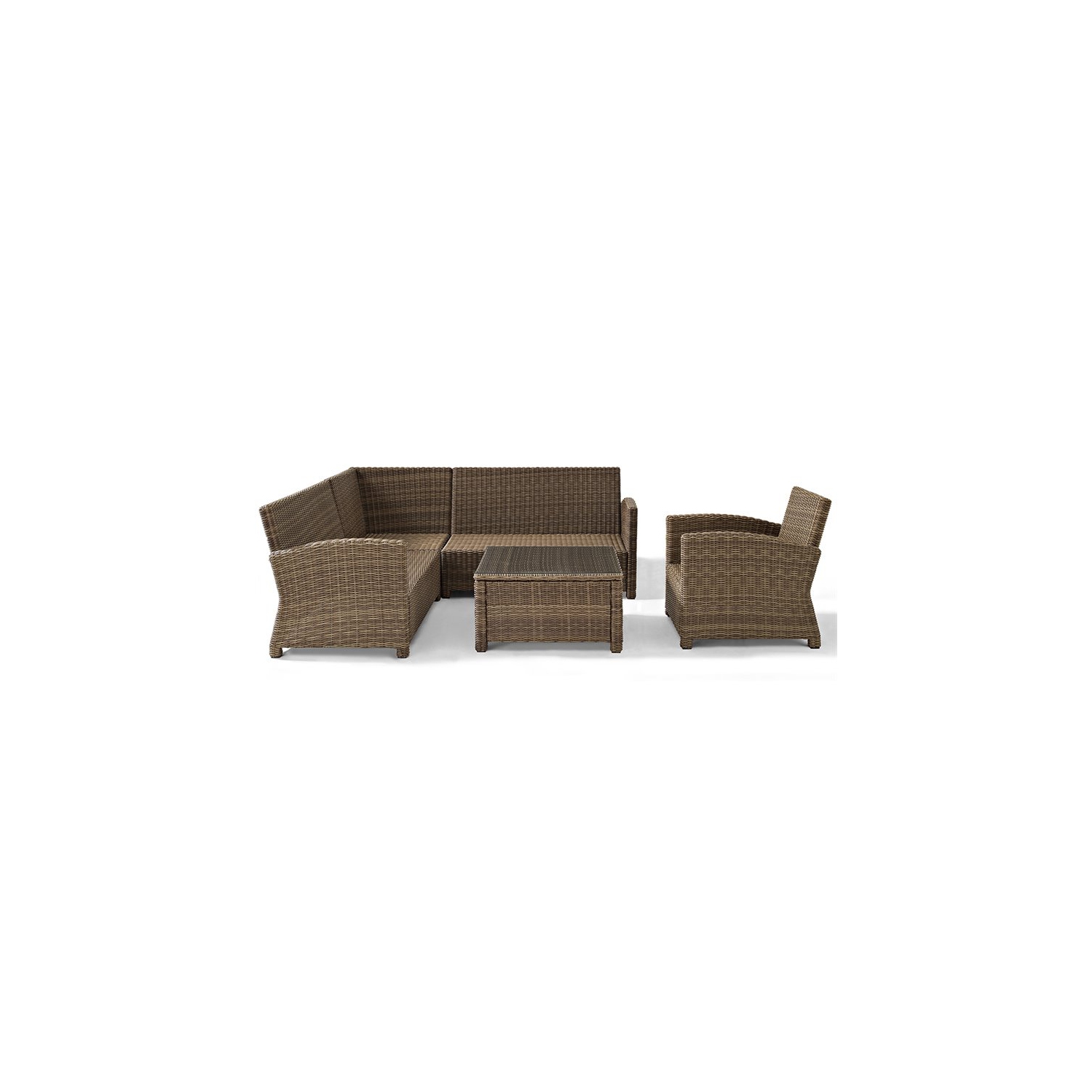 Crosley Bradenton 5 Piece Wicker Patio Sectional Set in Brown and Sangria