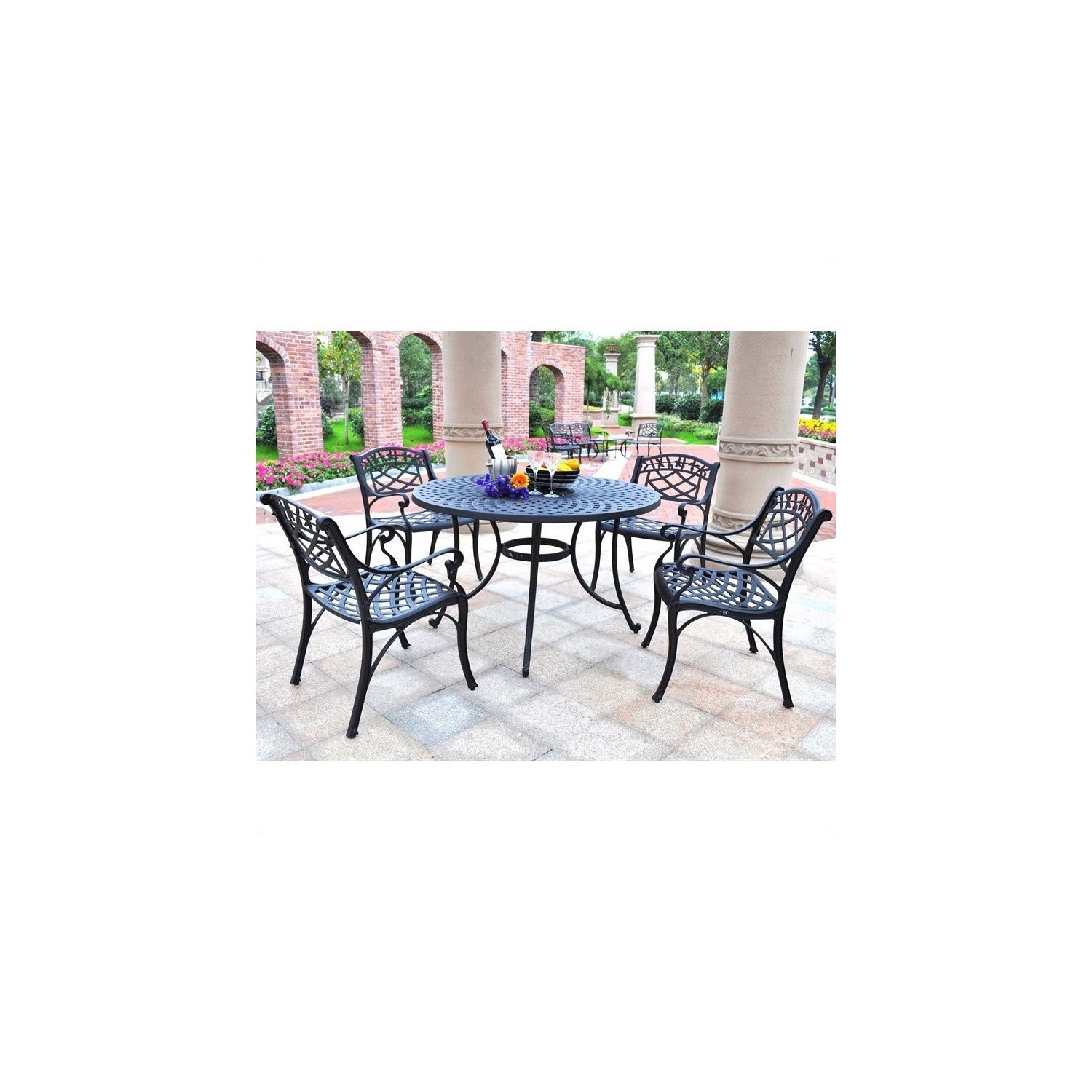 Sedona Traditional 5-Piece Casual Dining Patio Set - Brown