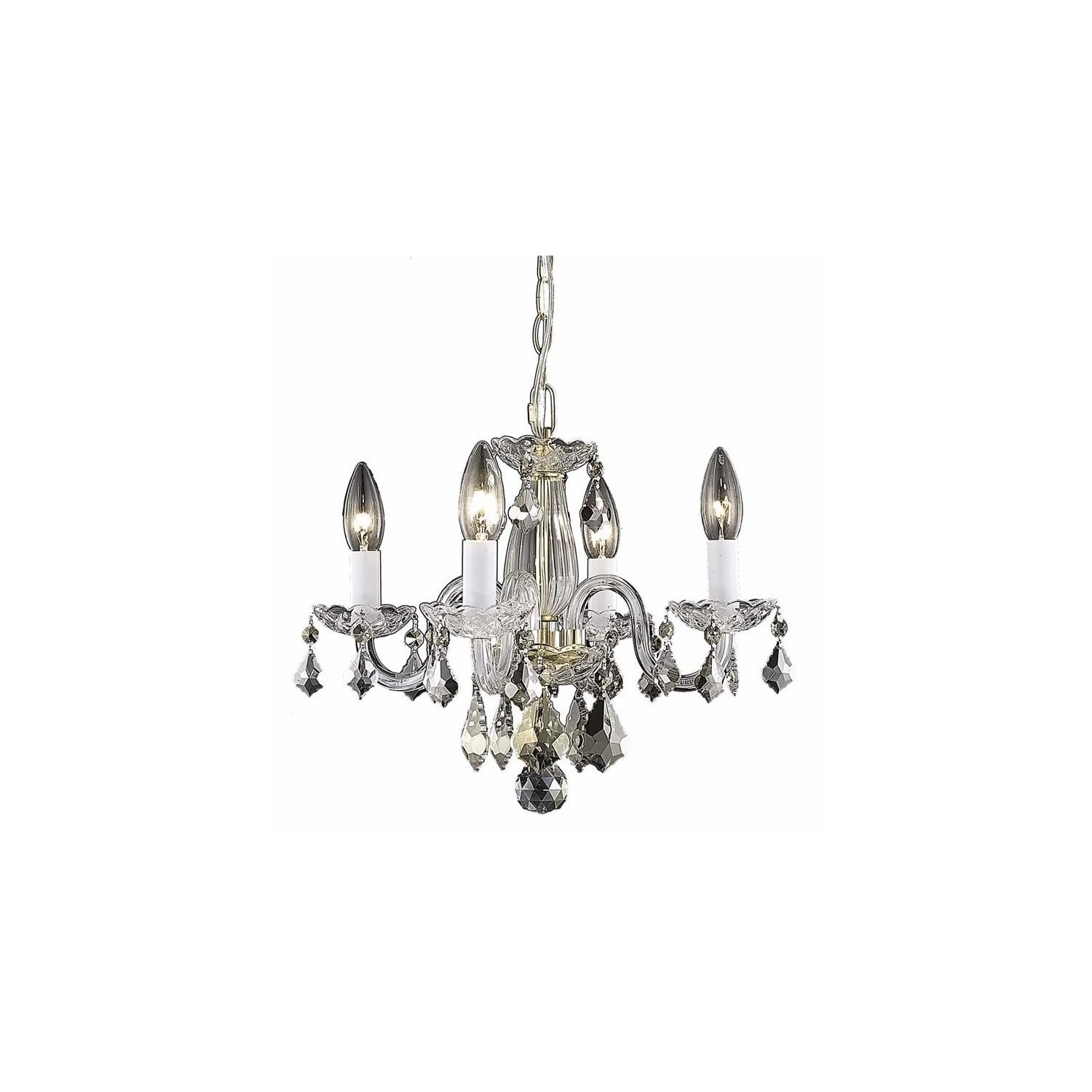 Elegant Lighting Rococo 15" 4 Light Royal Crystal Chandelier in Gold