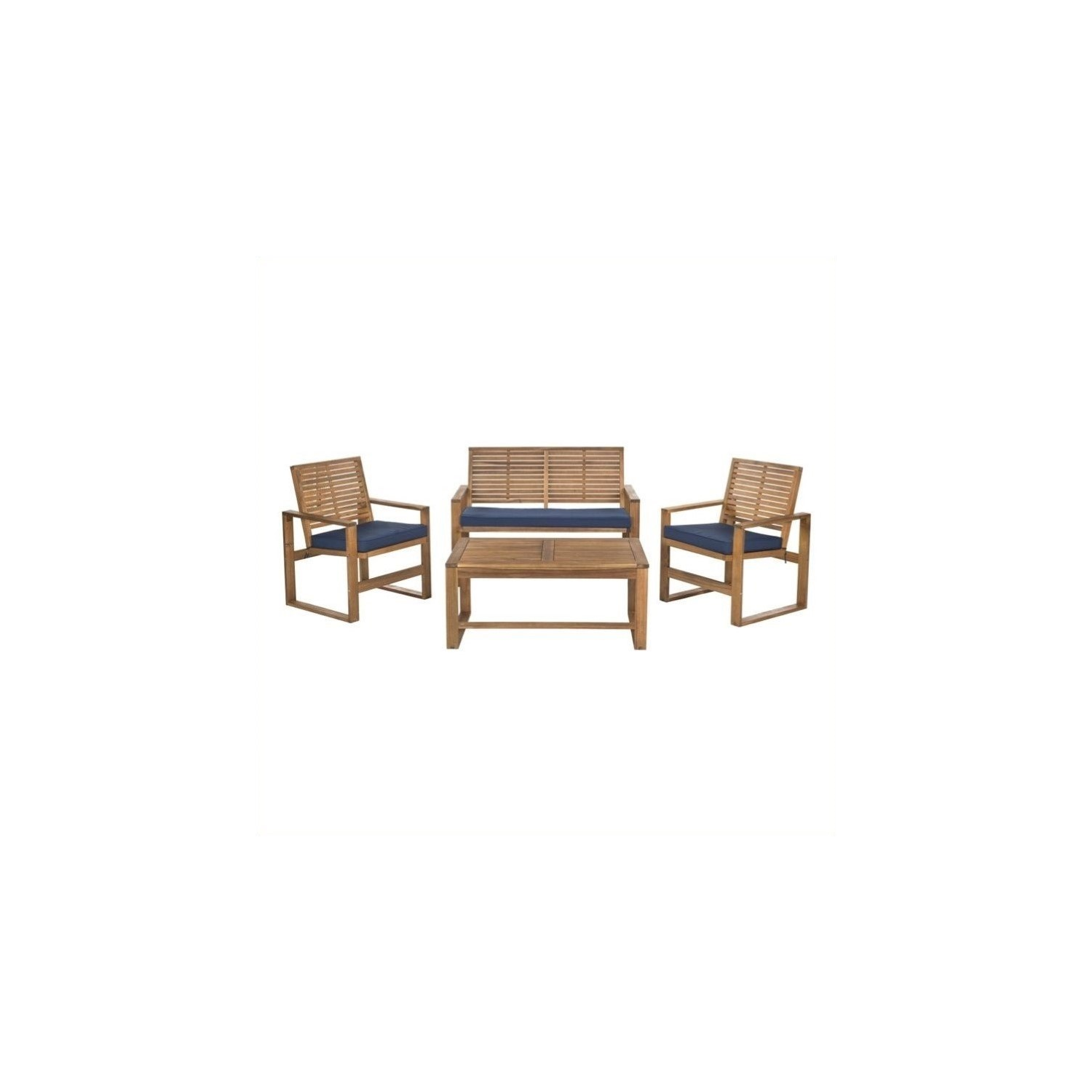 Safavieh Ozark Wood 4 Piece Set in Brown and Navy