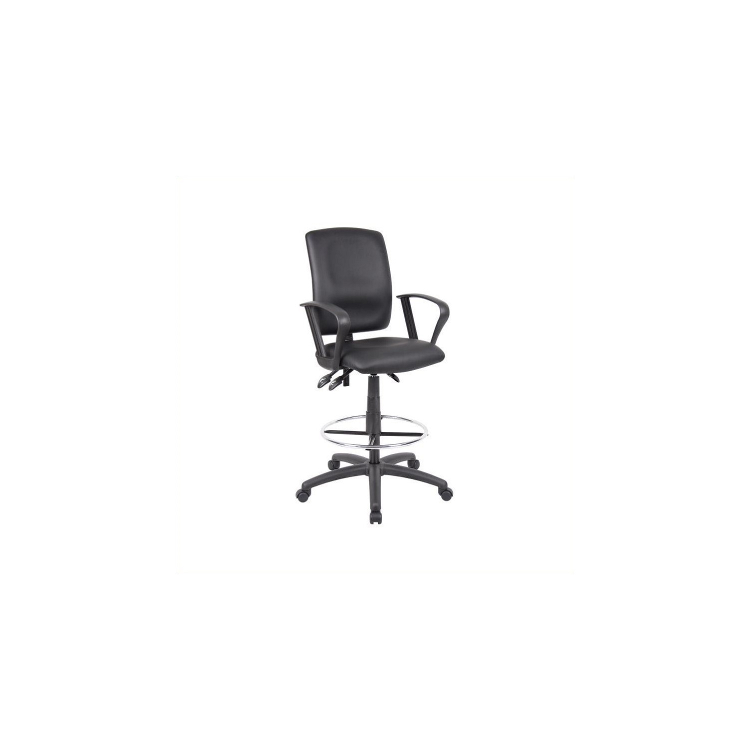 Boss Office Multi Function LeatherPlus Drafting Stool with Loop Arms