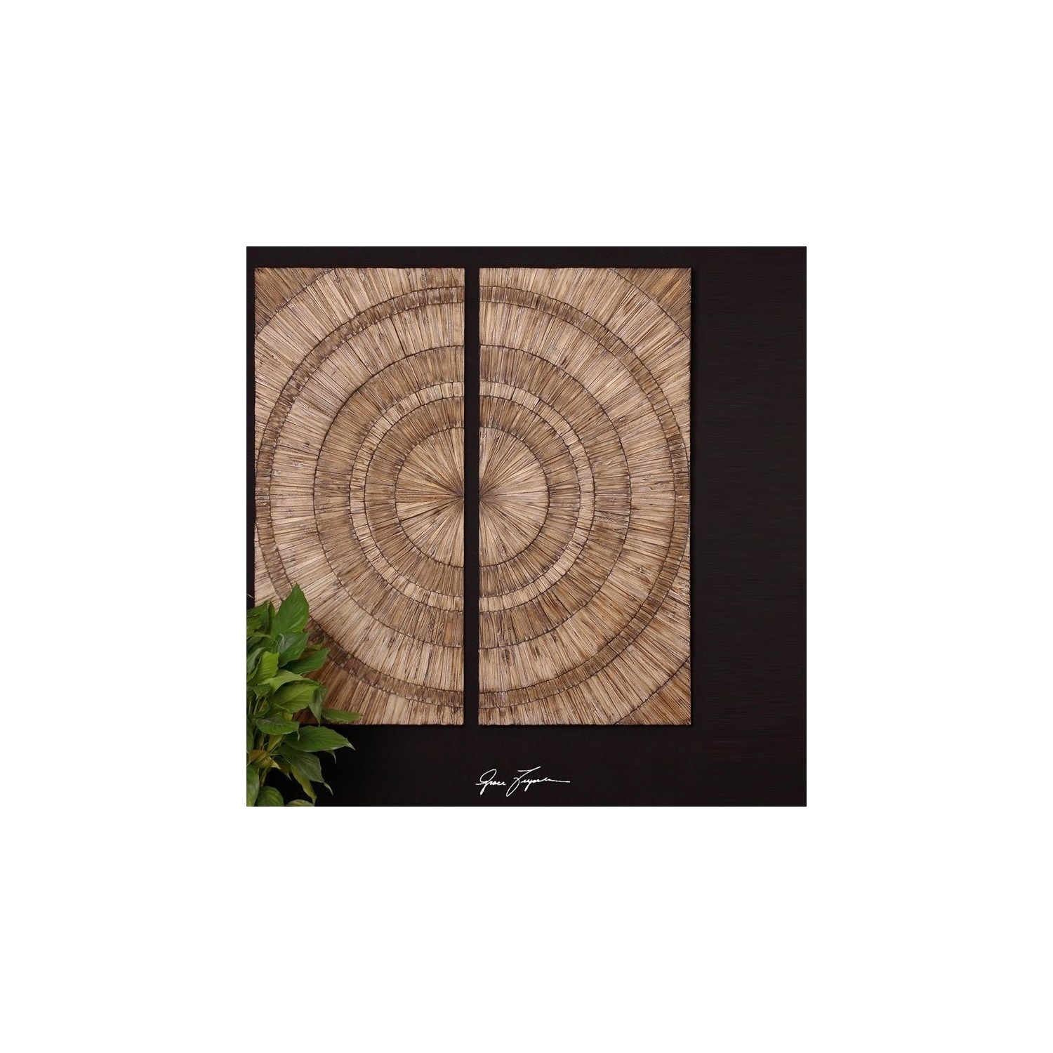 Uttermost Lanciano Hand Pieced Natural Wood Chips Wall Art