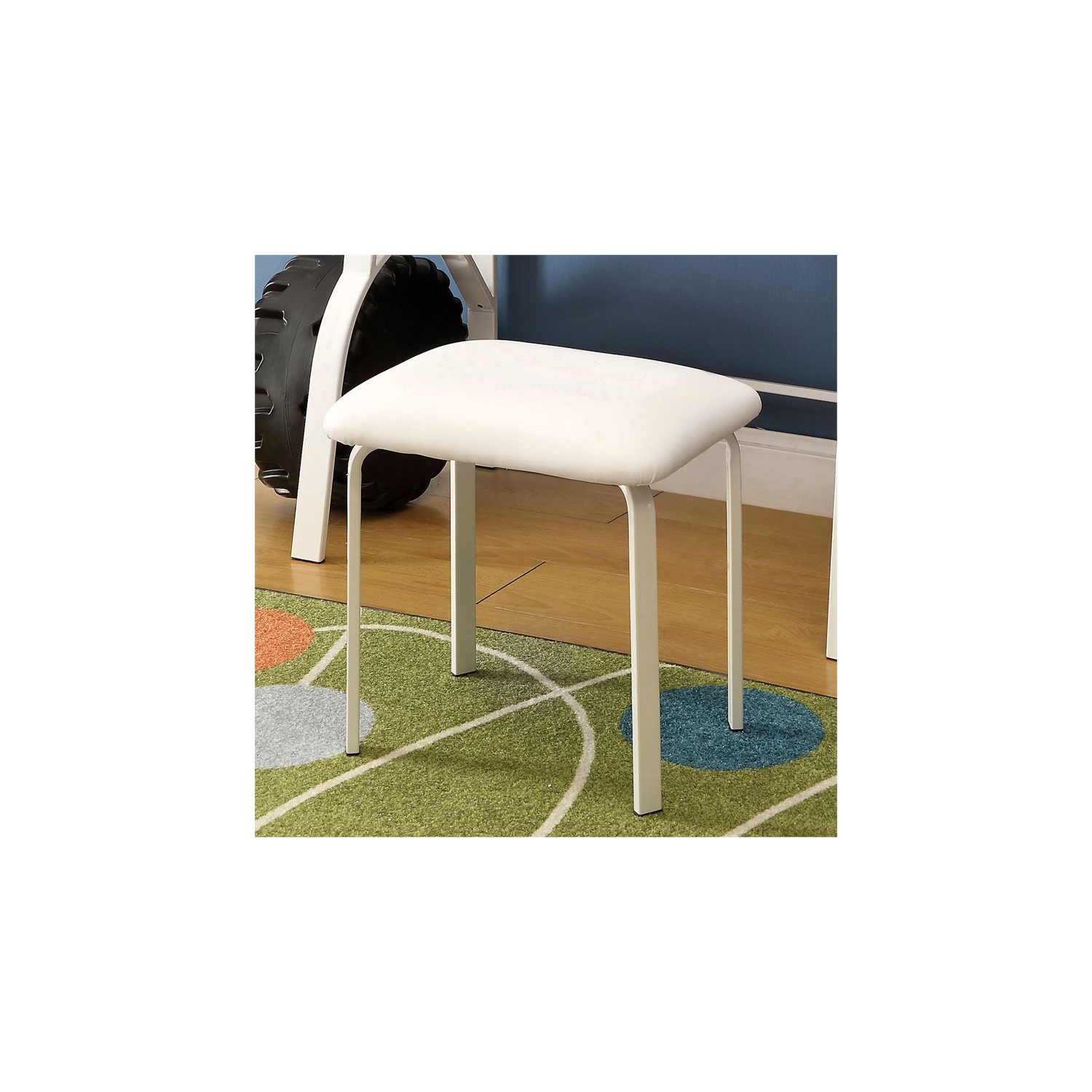 Furniture of America Ramirez Traditional Metal Kids Desk with Stool in White