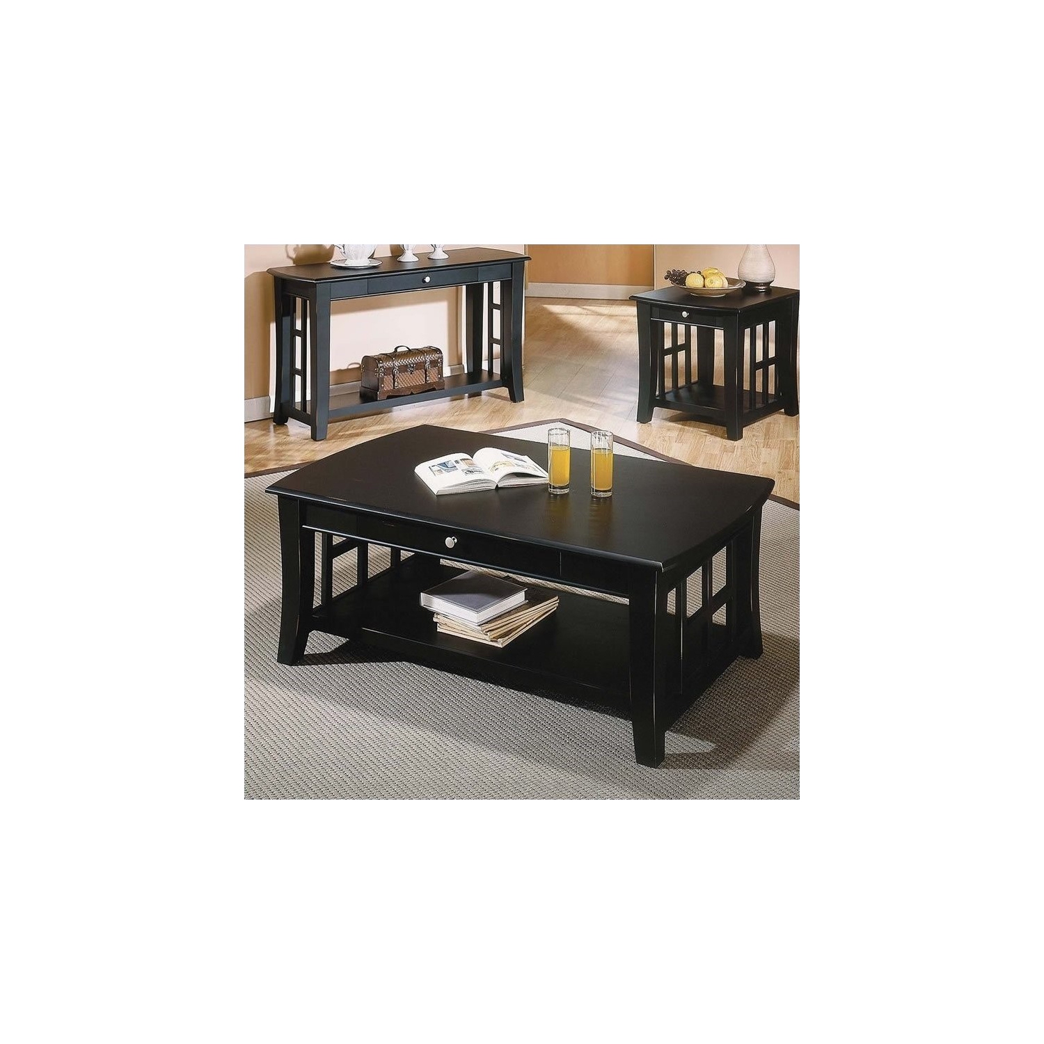 Steve Silver Company – Table basse à plateau en bois Cassidy, noir