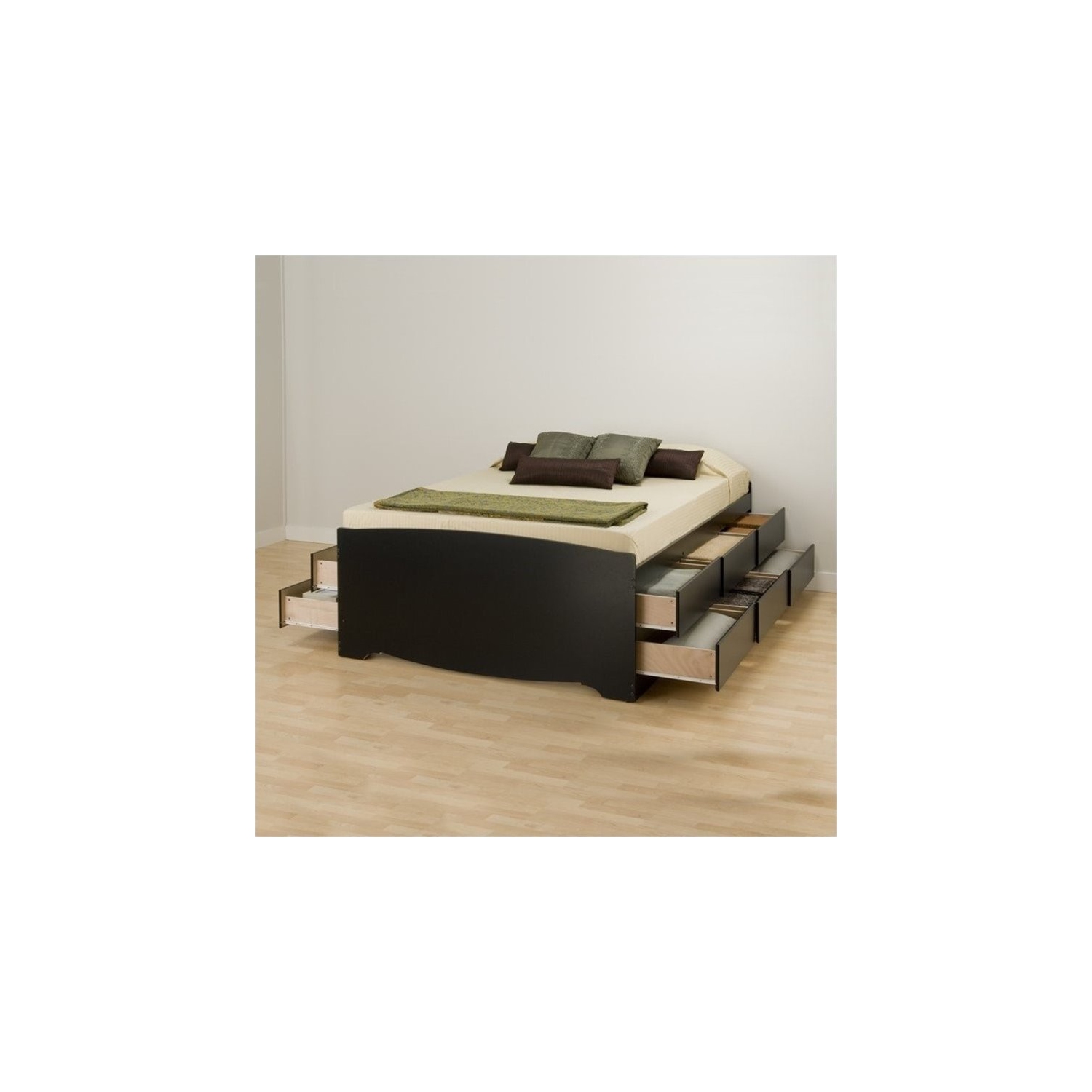 Prepac Queen Captains Platform Storage Bed in Black