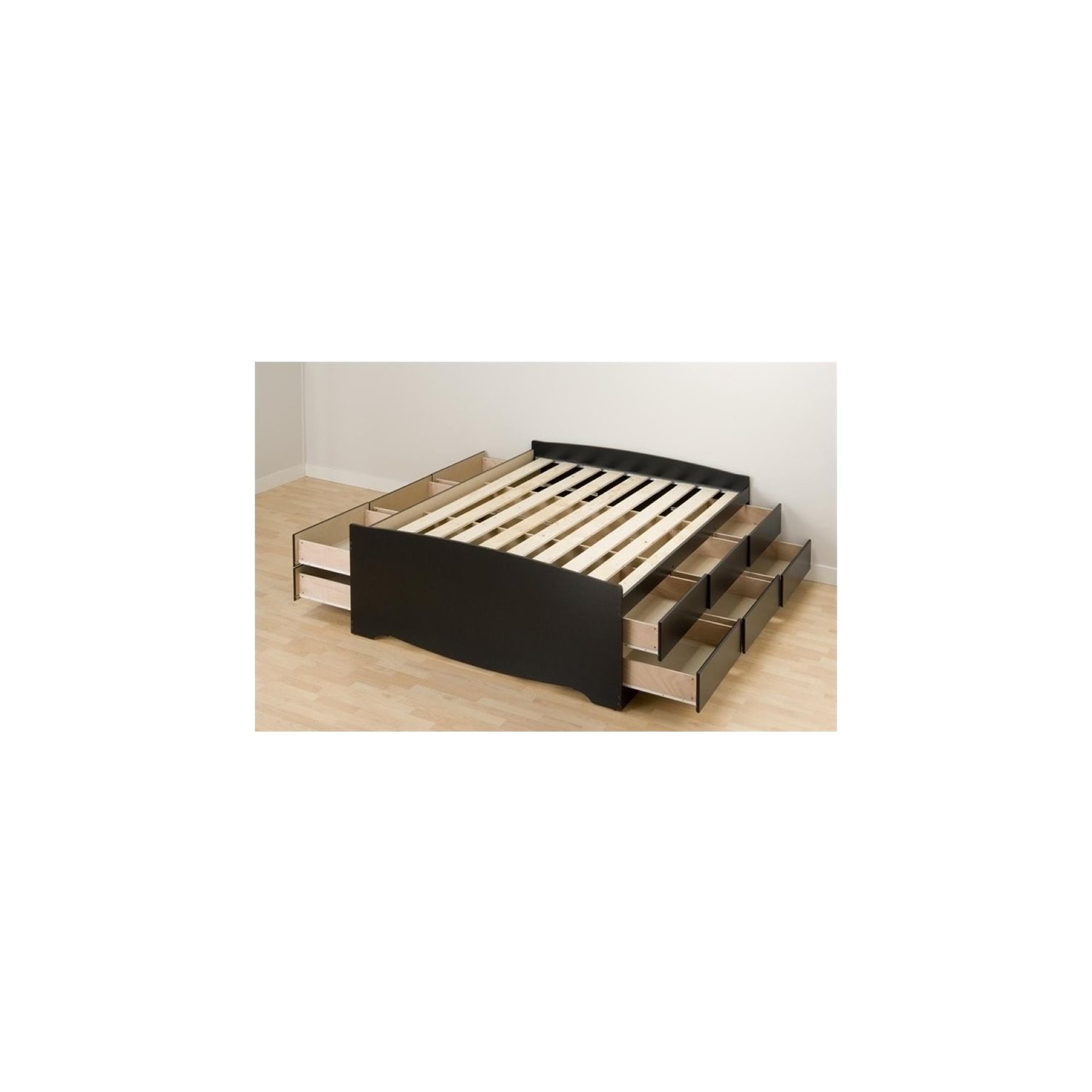 Prepac Queen Captains Platform Storage Bed in Black