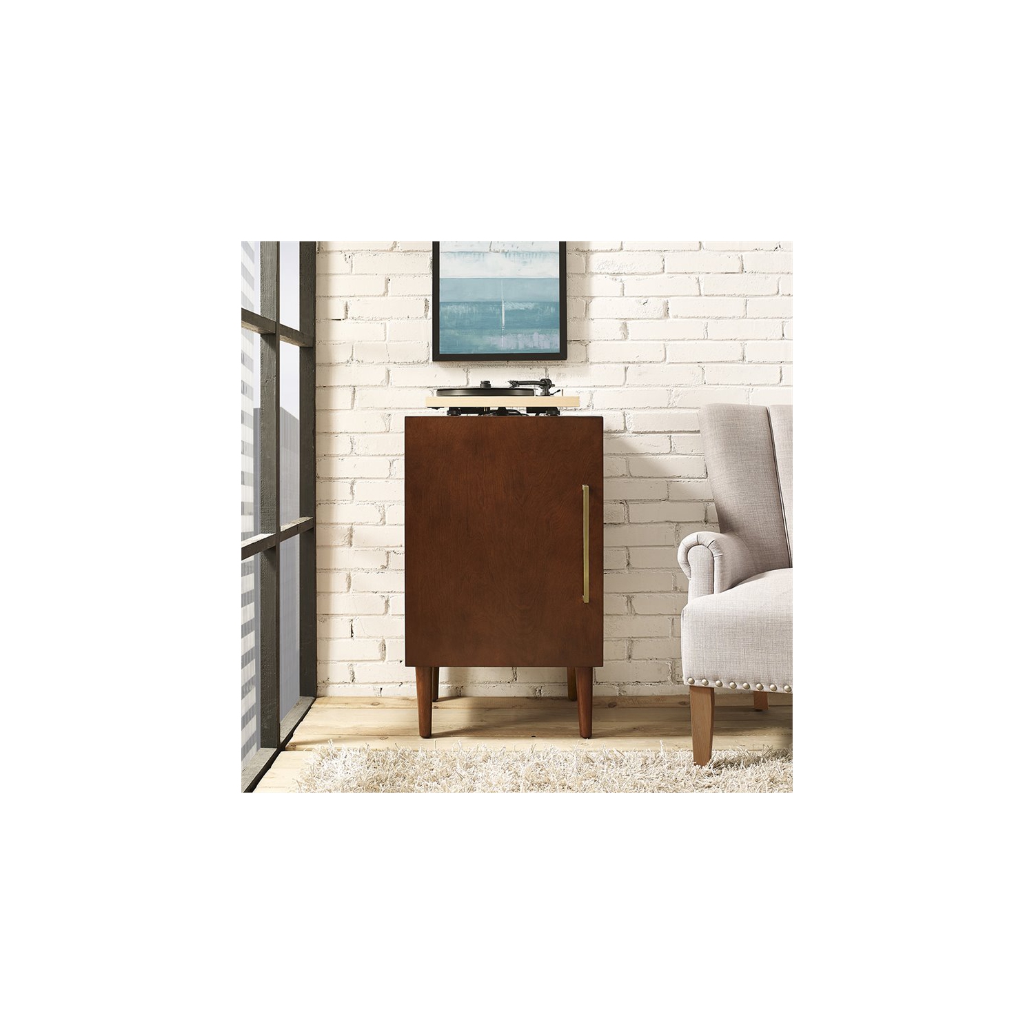 Crosley Everett Record Player Stand in Mahogany