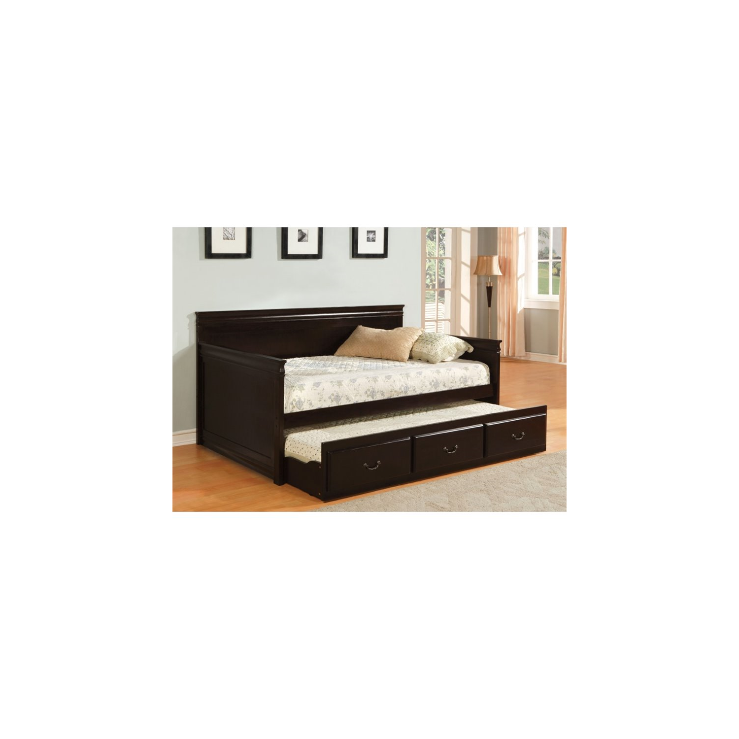Furniture of America Liam Twin Daybed with Trundle in Espresso