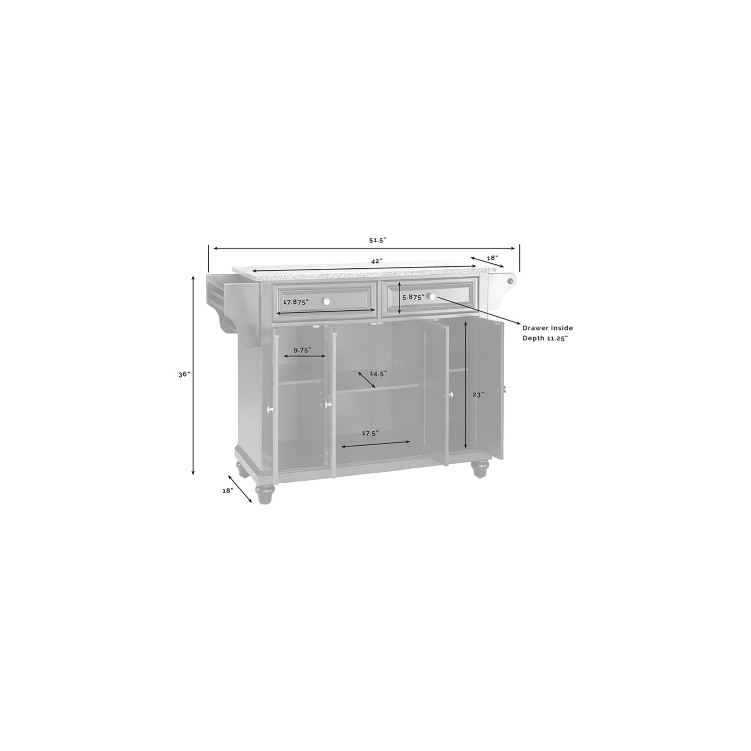 Crosley Cambridge Gray Granite Top Kitchen Island in White