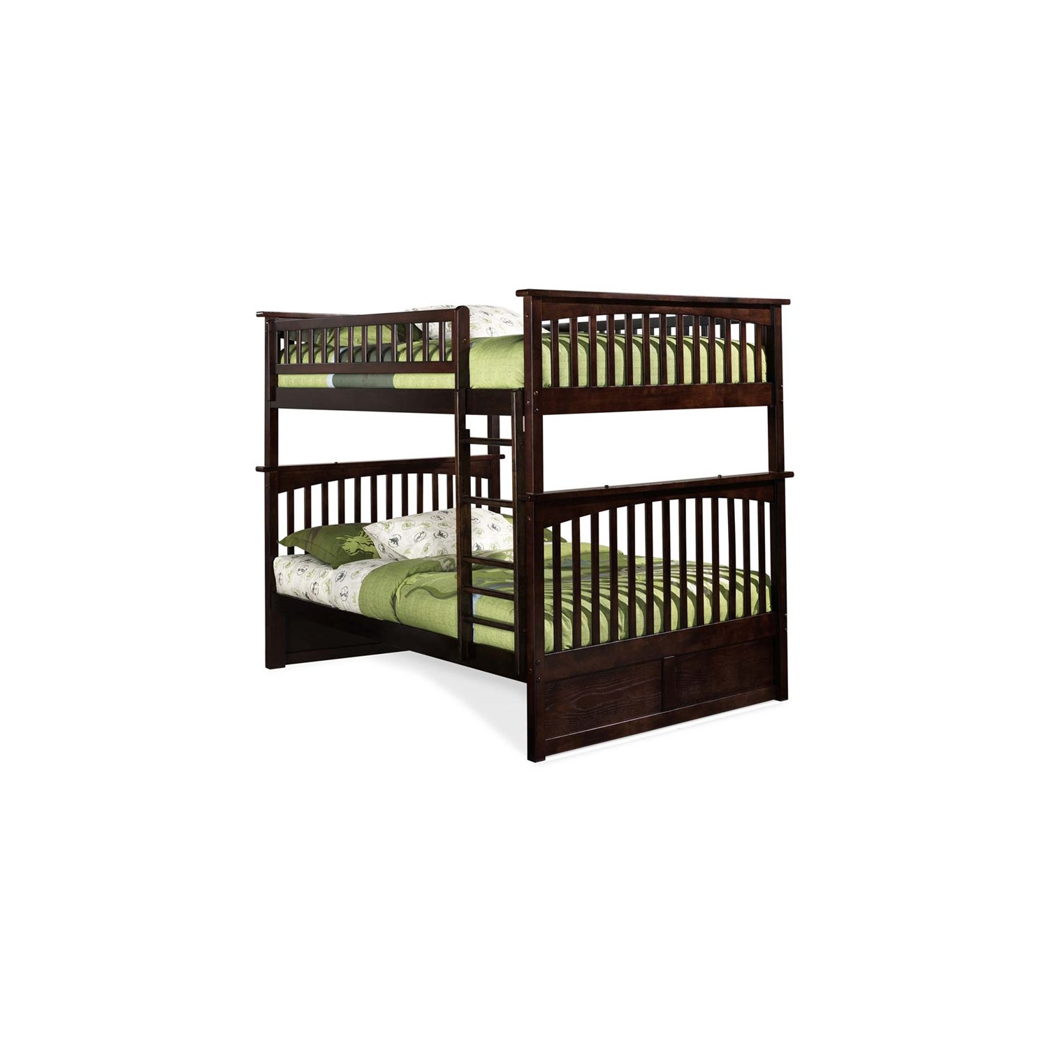 Atlantic Furniture Columbia Full Over Full Traditional Bunk Bed - Double - Walnut