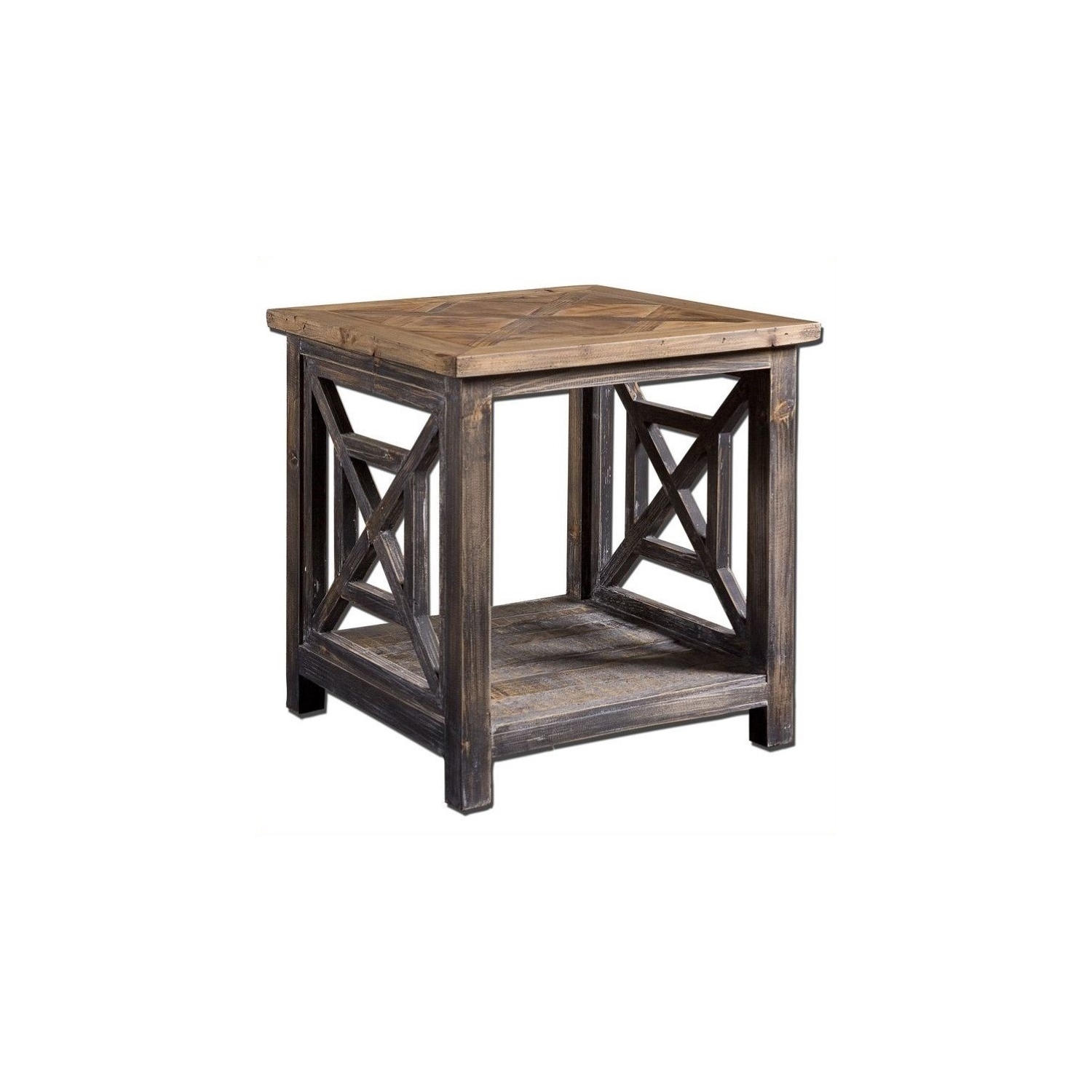 Uttermost Spiro Reclaimed Fir Wood End Table in Brushed Black