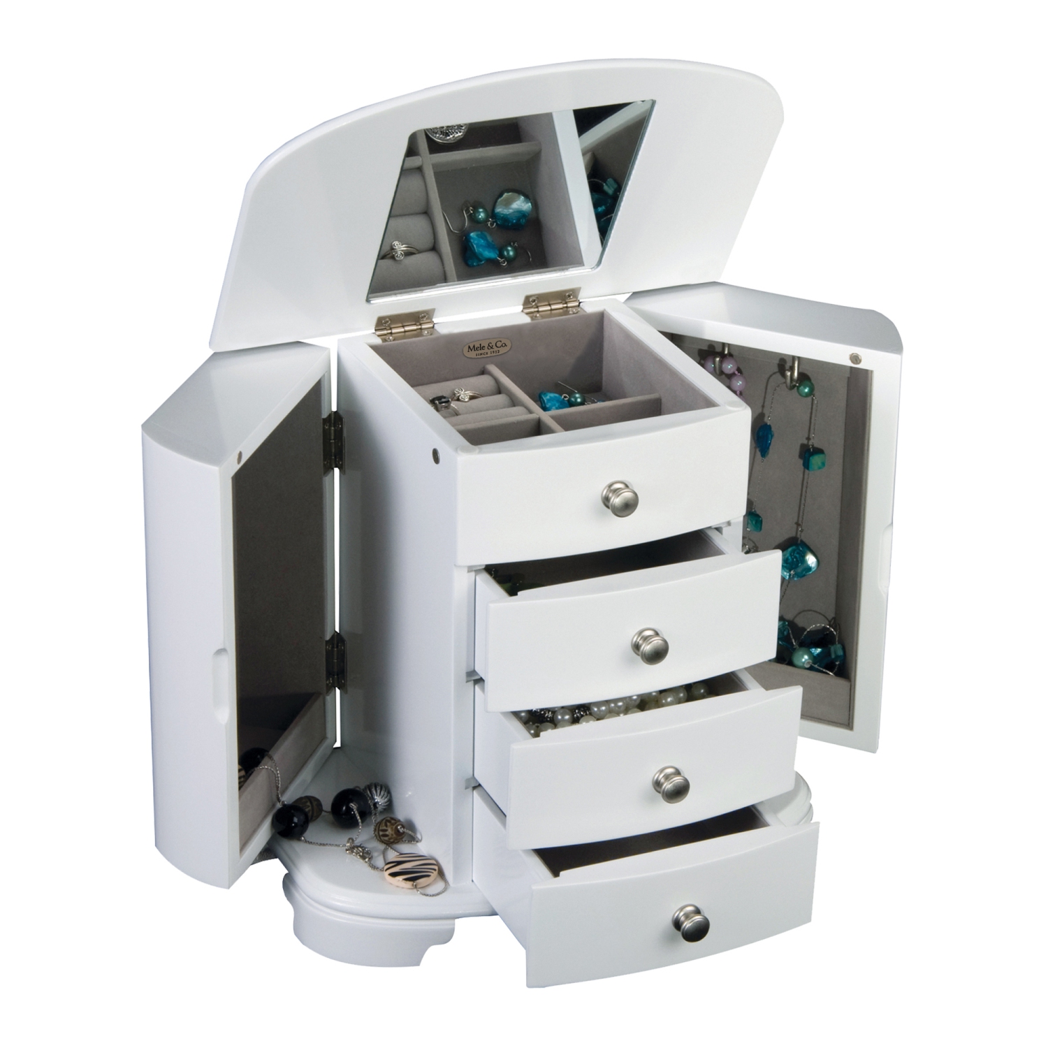 Mele Kaitlyn Upright Musical Jewelry Box in White