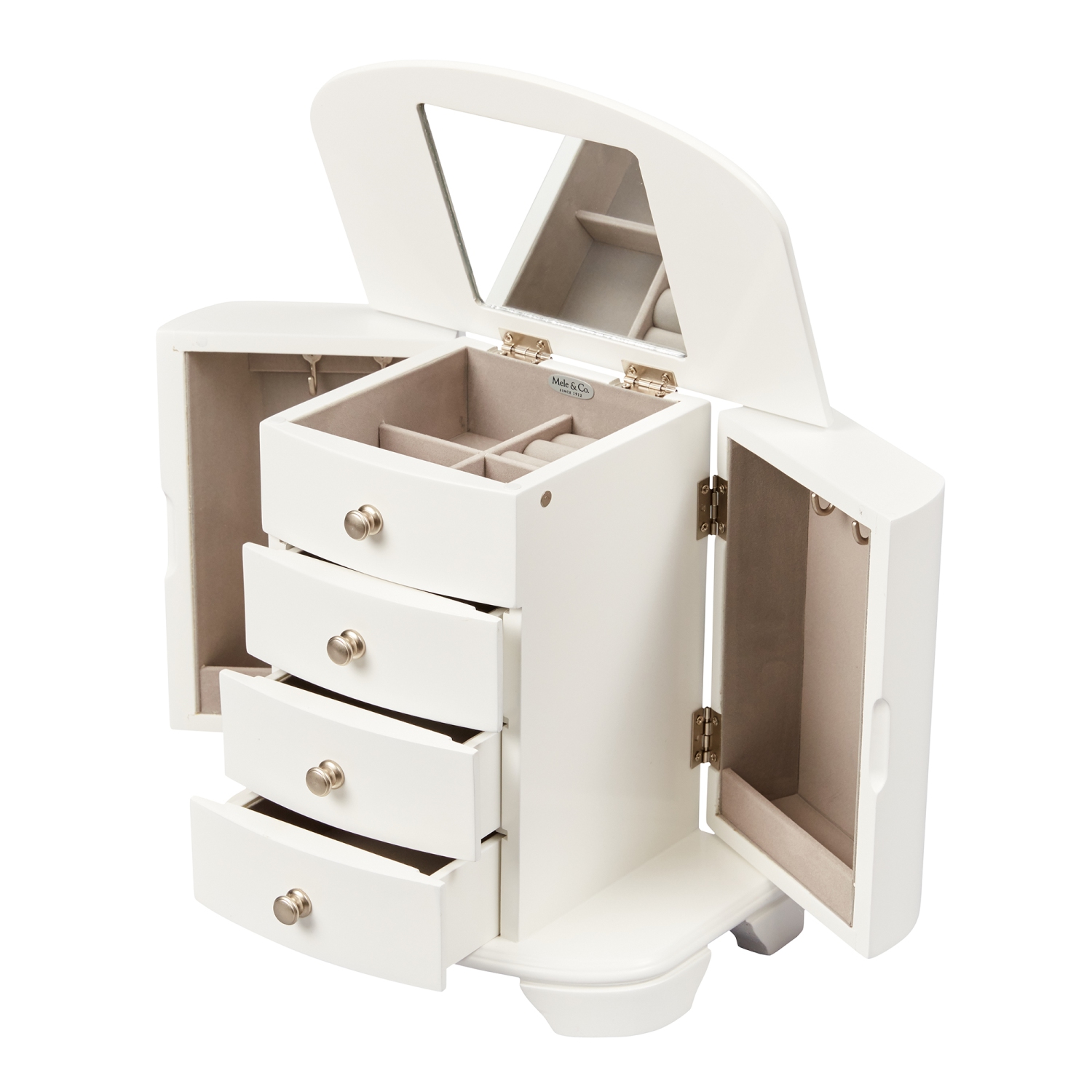 Mele Kaitlyn Upright Musical Jewelry Box in White