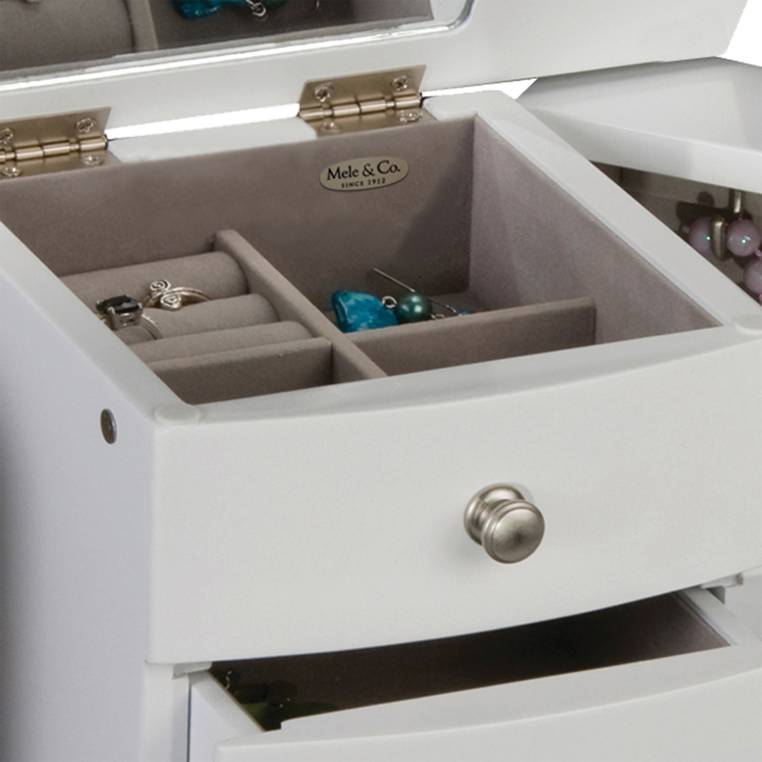 Mele Kaitlyn Upright Musical Jewelry Box in White