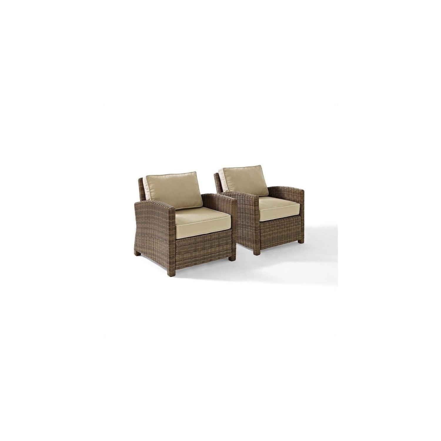 Crosley Furniture Bradenton 2 Piece Outdoor Wicker Seating Set with Sand Cushions