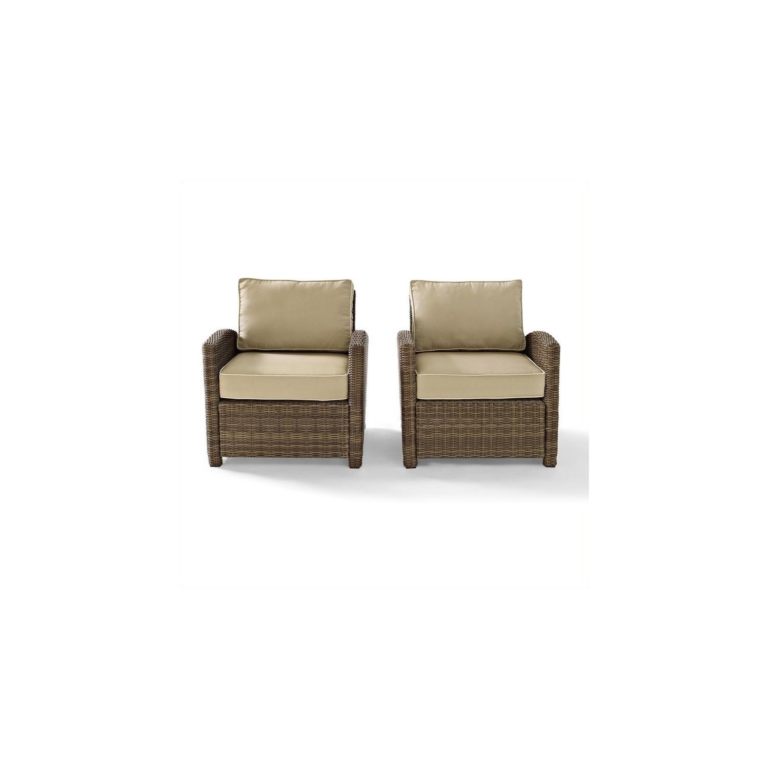 Crosley Furniture Bradenton 2 Piece Outdoor Wicker Seating Set with Sand Cushions