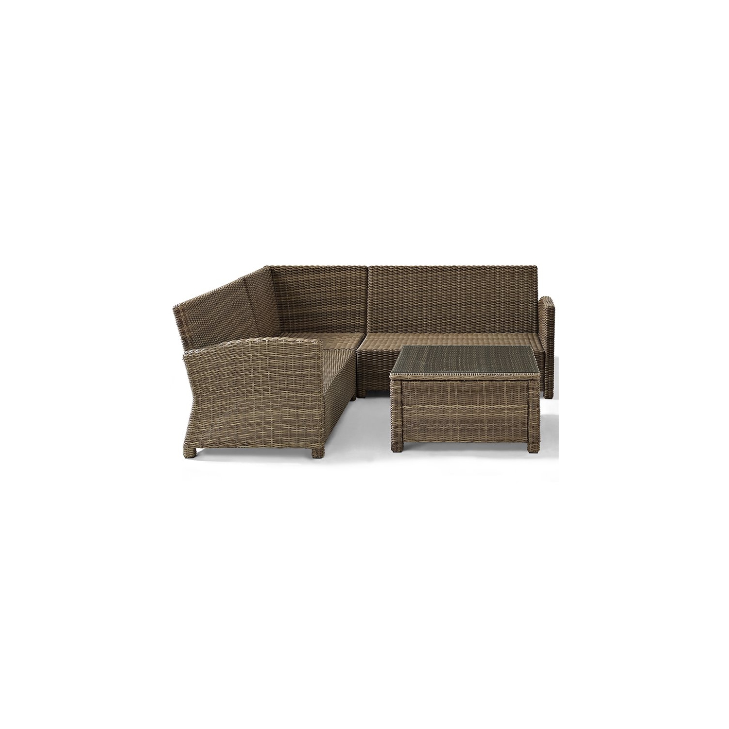 Crosley Bradenton 4 Piece Wicker Patio Sectional Set in Brown and Sand