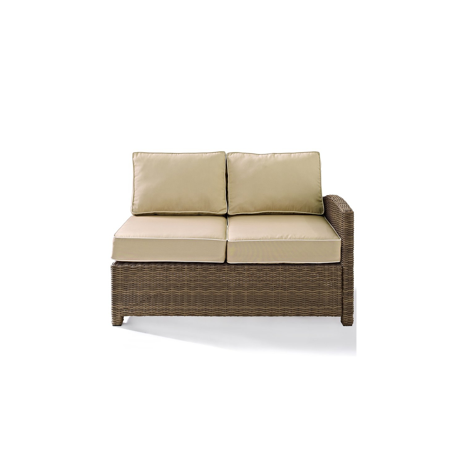 Crosley Bradenton 4 Piece Wicker Patio Sectional Set in Brown and Sand