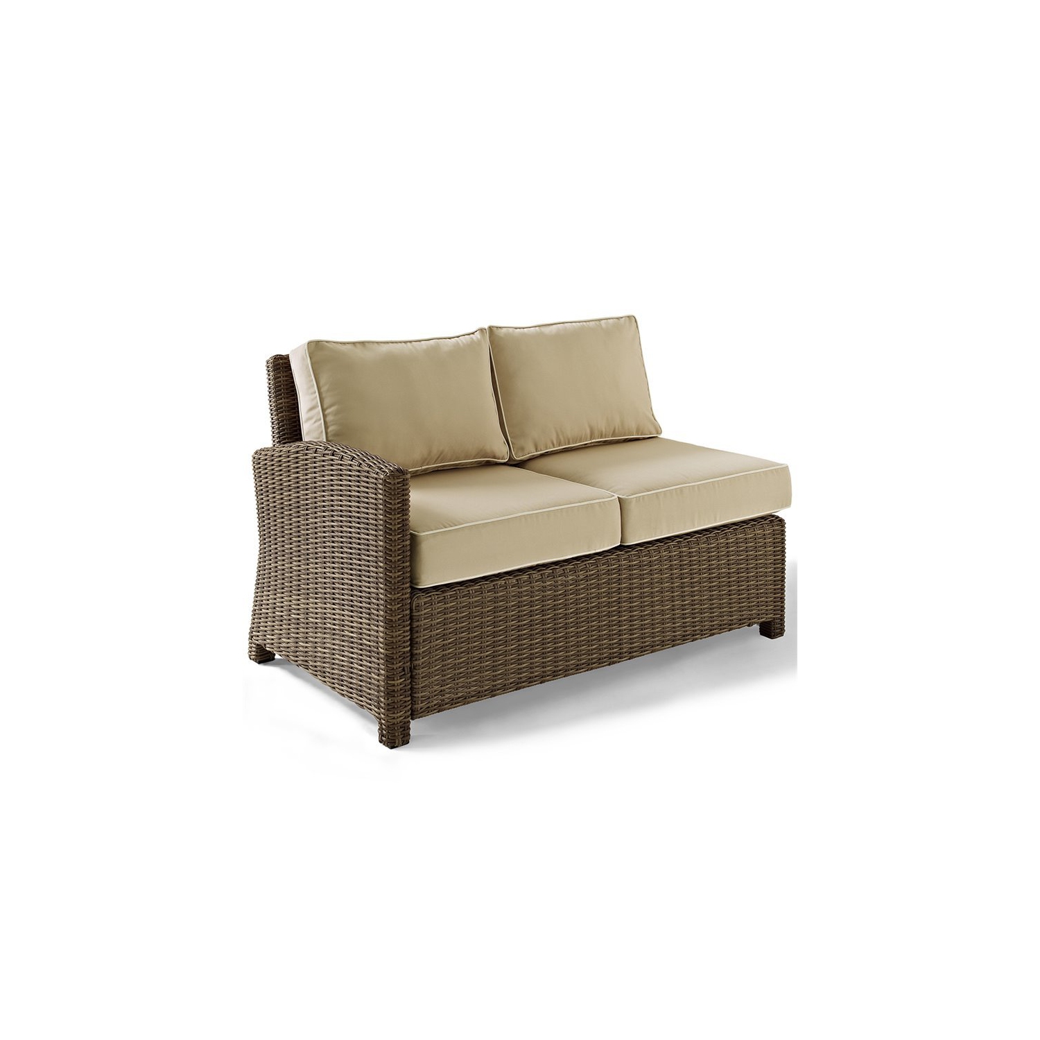 Crosley Bradenton 4 Piece Wicker Patio Sectional Set in Brown and Sand