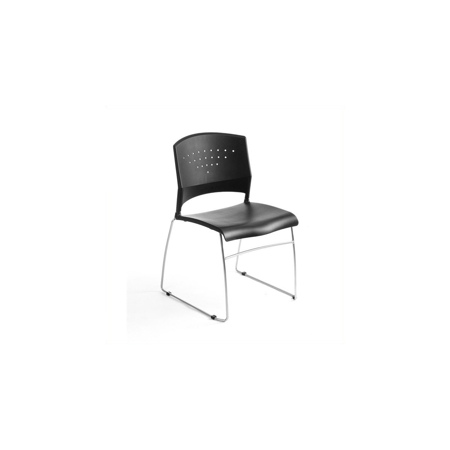 Boss Office Stack Stacking Chair with Chrome Frame in Black (Set of 2