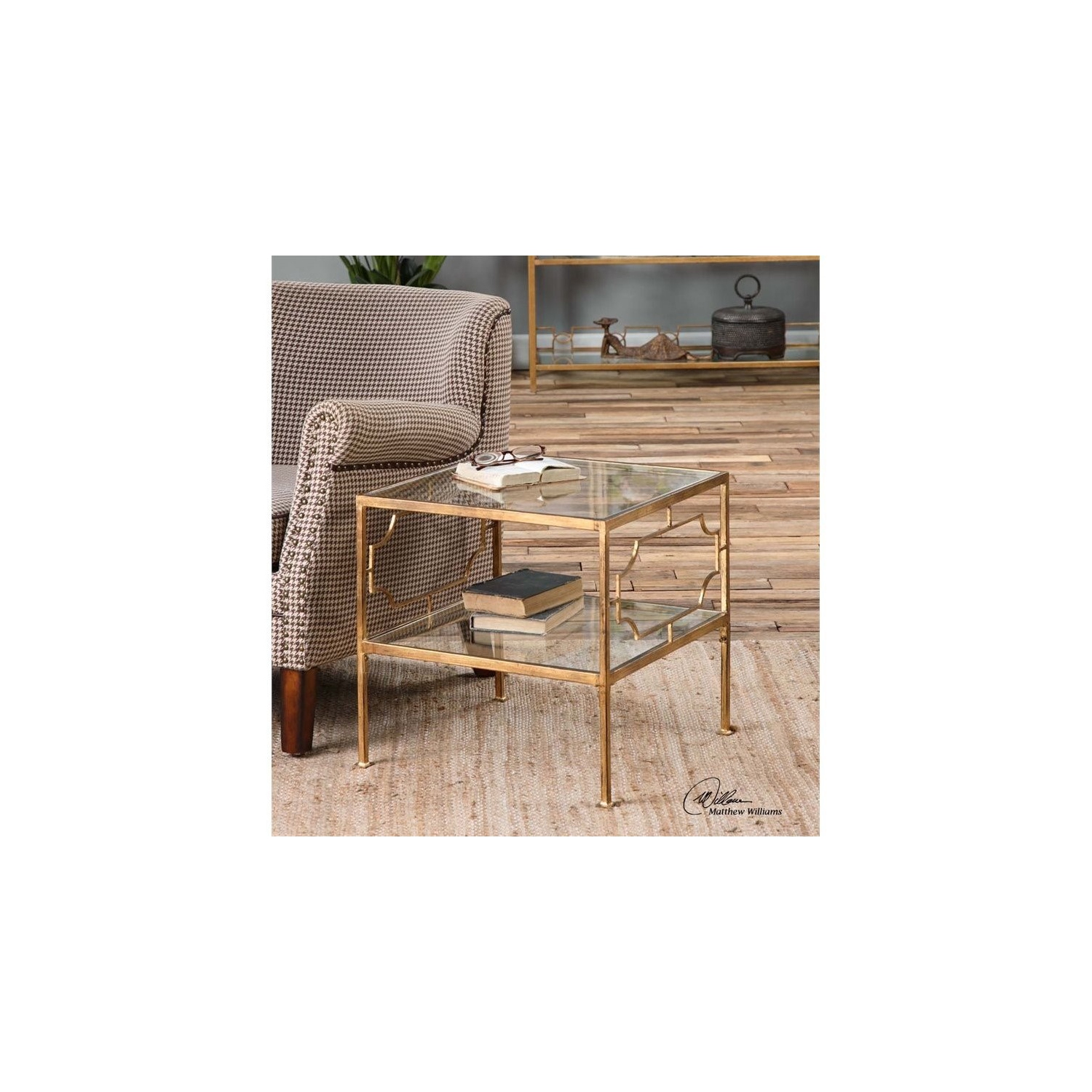 Uttermost Genell Gold Cube Table