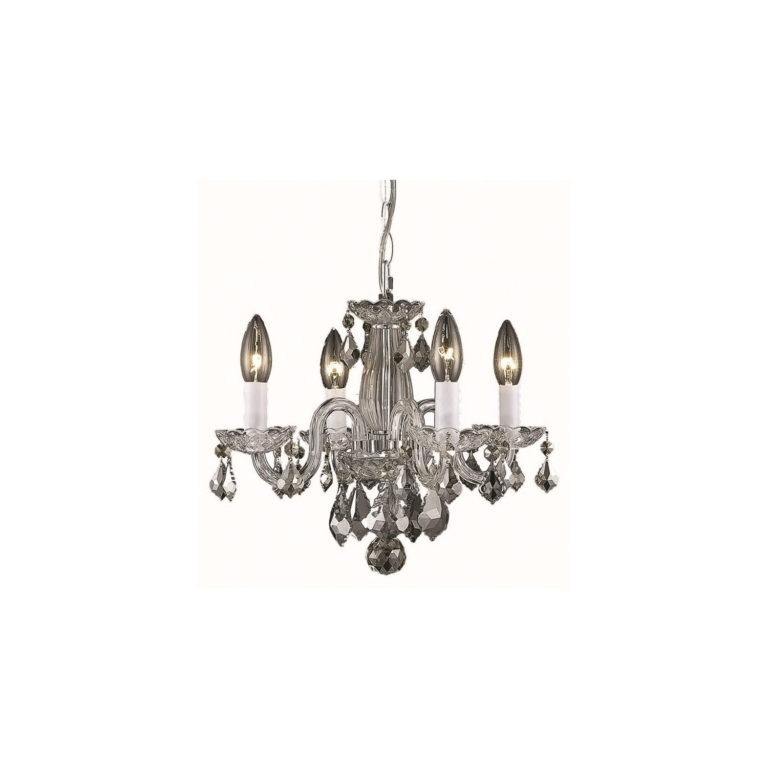 Elegant Lighting Rococo 15" 4 Light Royal Crystal Chandelier in Chrome